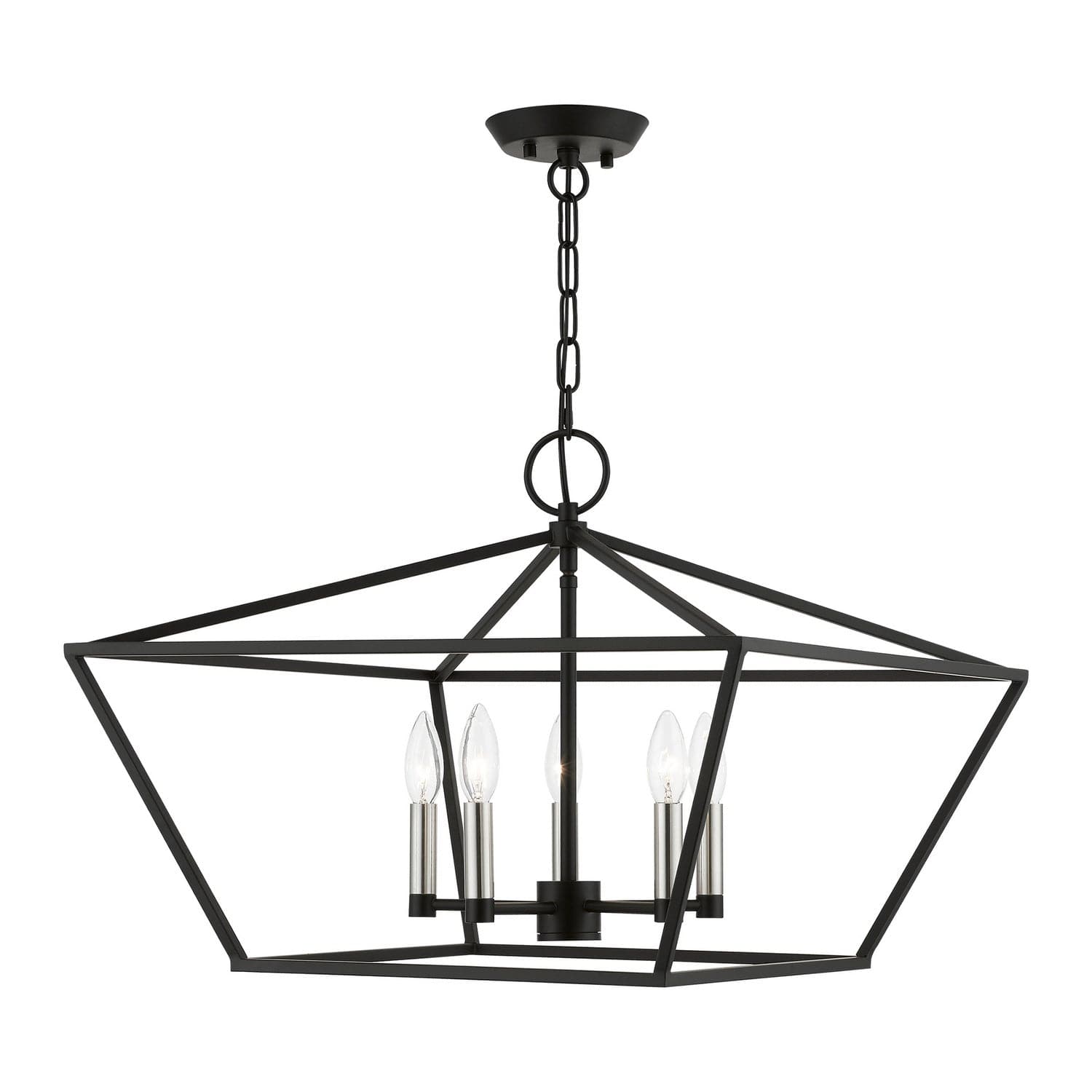 Livex Lighting - 49435-04 - Five Light Chandelier - Devone - Black w/Brushed Nickel