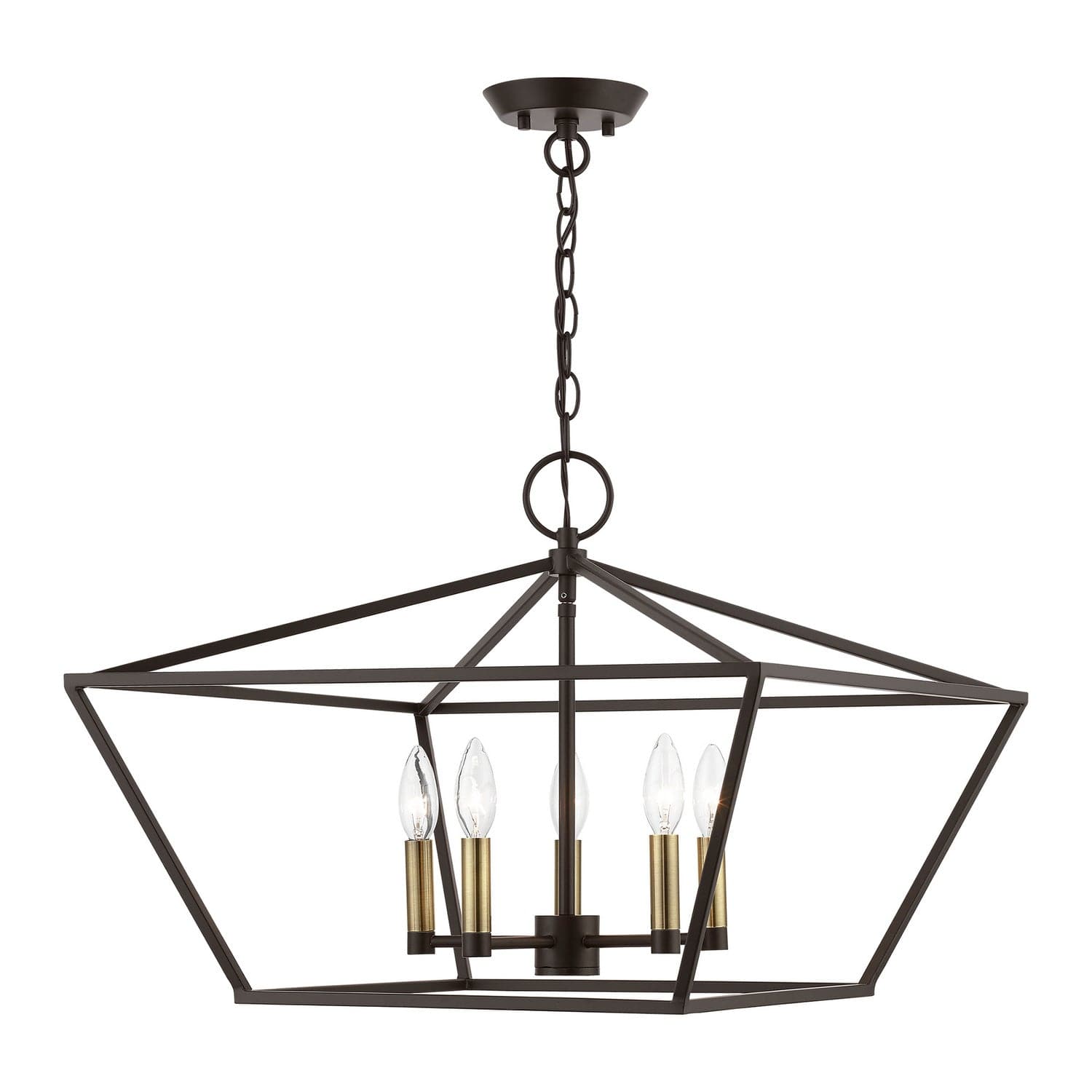 Livex Lighting - 49435-07 - Five Light Chandelier - Devone - Bronze w/Antique Brass