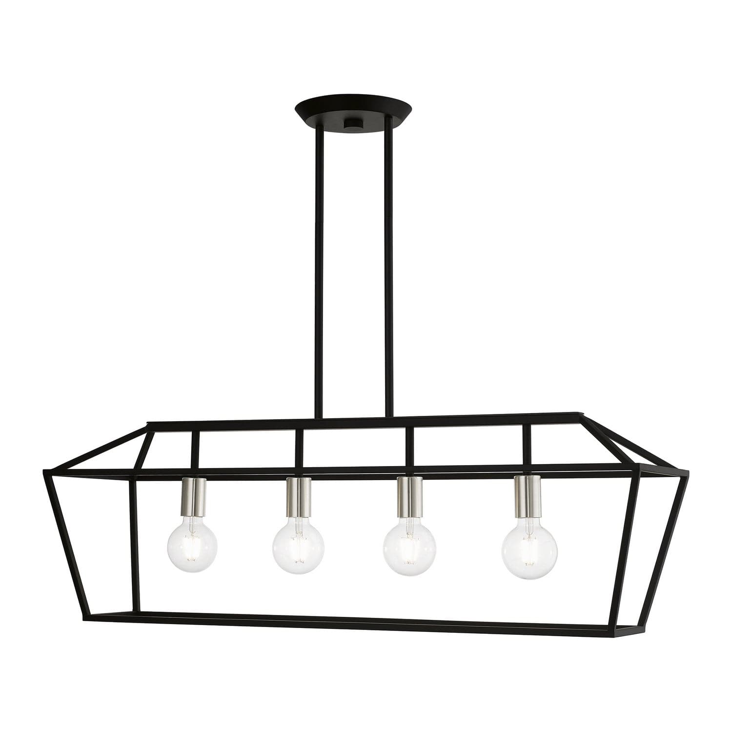 Livex Lighting - 49437-04 - Four Light Linear Chandelier - Devone - Black w/Brushed Nickel