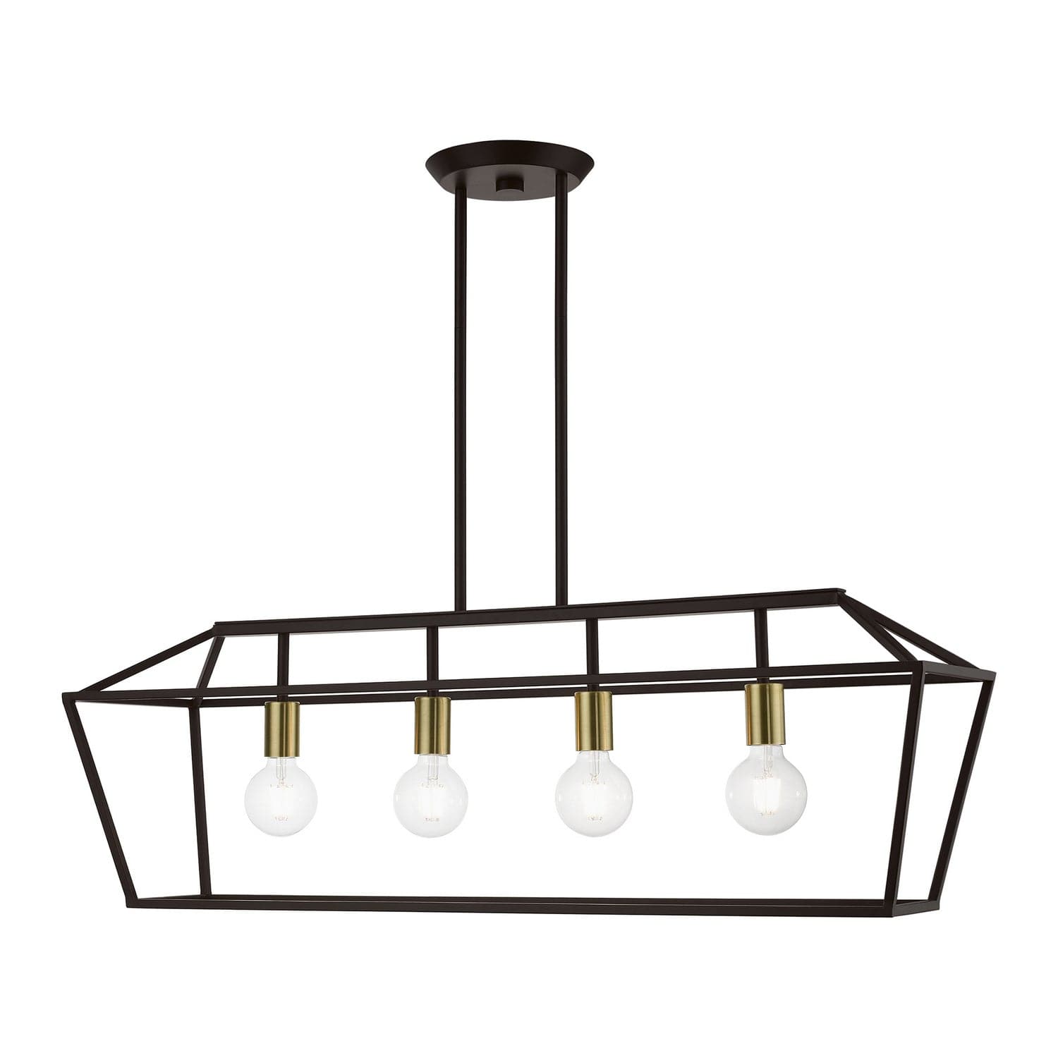 Livex Lighting - 49437-07 - Four Light Linear Chandelier - Devone - Bronze w/Antique Brass