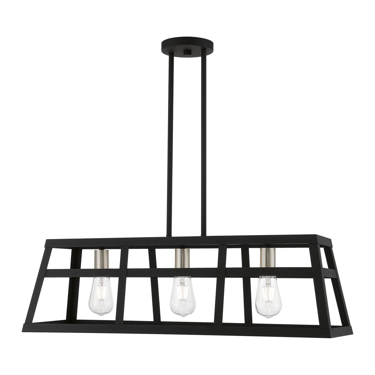 Livex Lighting - 49563-04 - Three Light Linear Chandelier - Schofield - Black w/Brushed Nickel