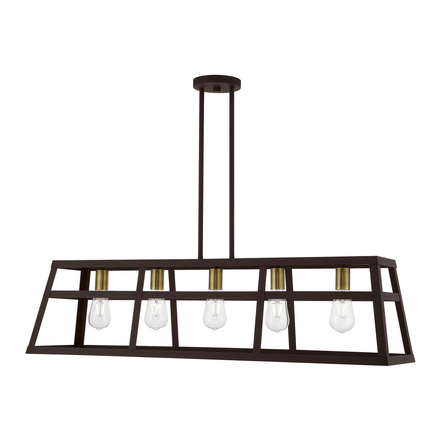 Livex Lighting - 49565-07 - Five Light Linear Chandelier - Schofield - Bronze w/Antique Brass