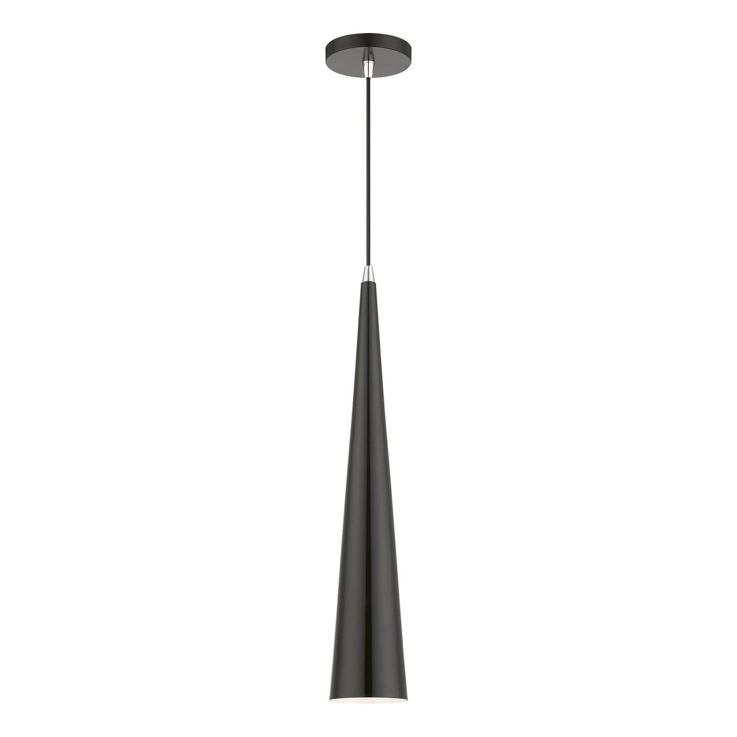 Livex Lighting - 49631-68 - One Light Pendant - Noho - Shiny Black w/Polished Chrome