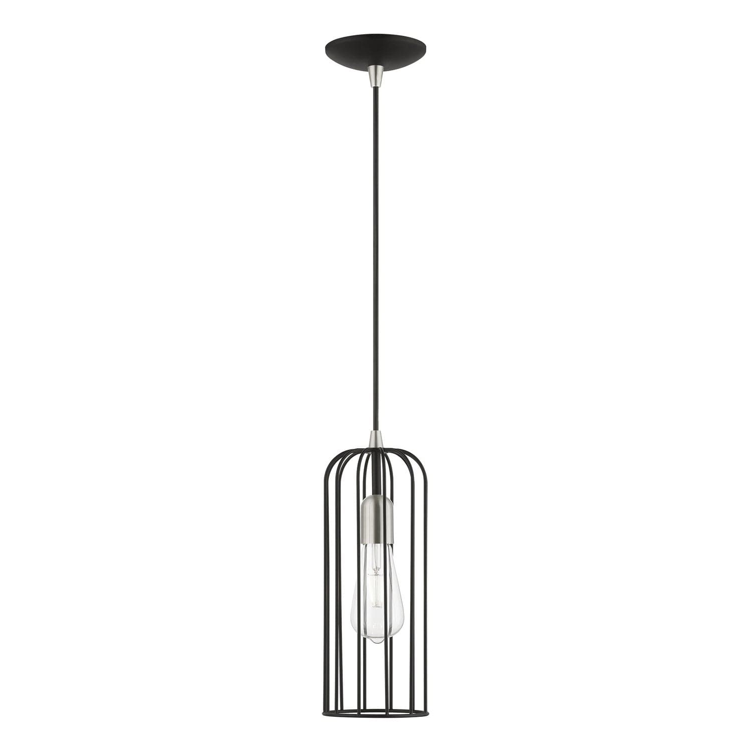 Livex Lighting - 49713-04 - One Light Pendant - Glenbrook - Black w/Brushed Nickel