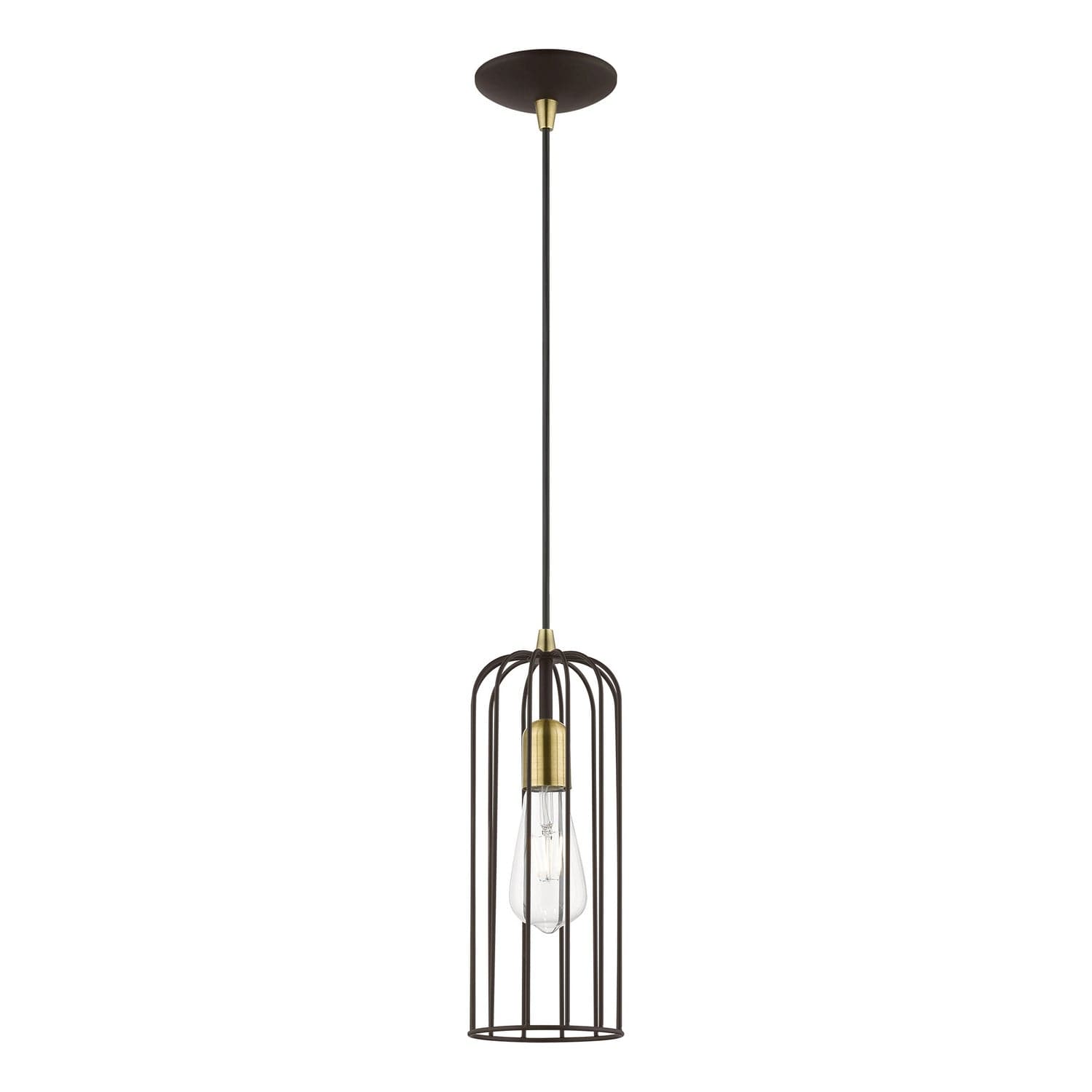 Livex Lighting - 49713-07 - One Light Pendant - Glenbrook - Bronze w/Antique Brass