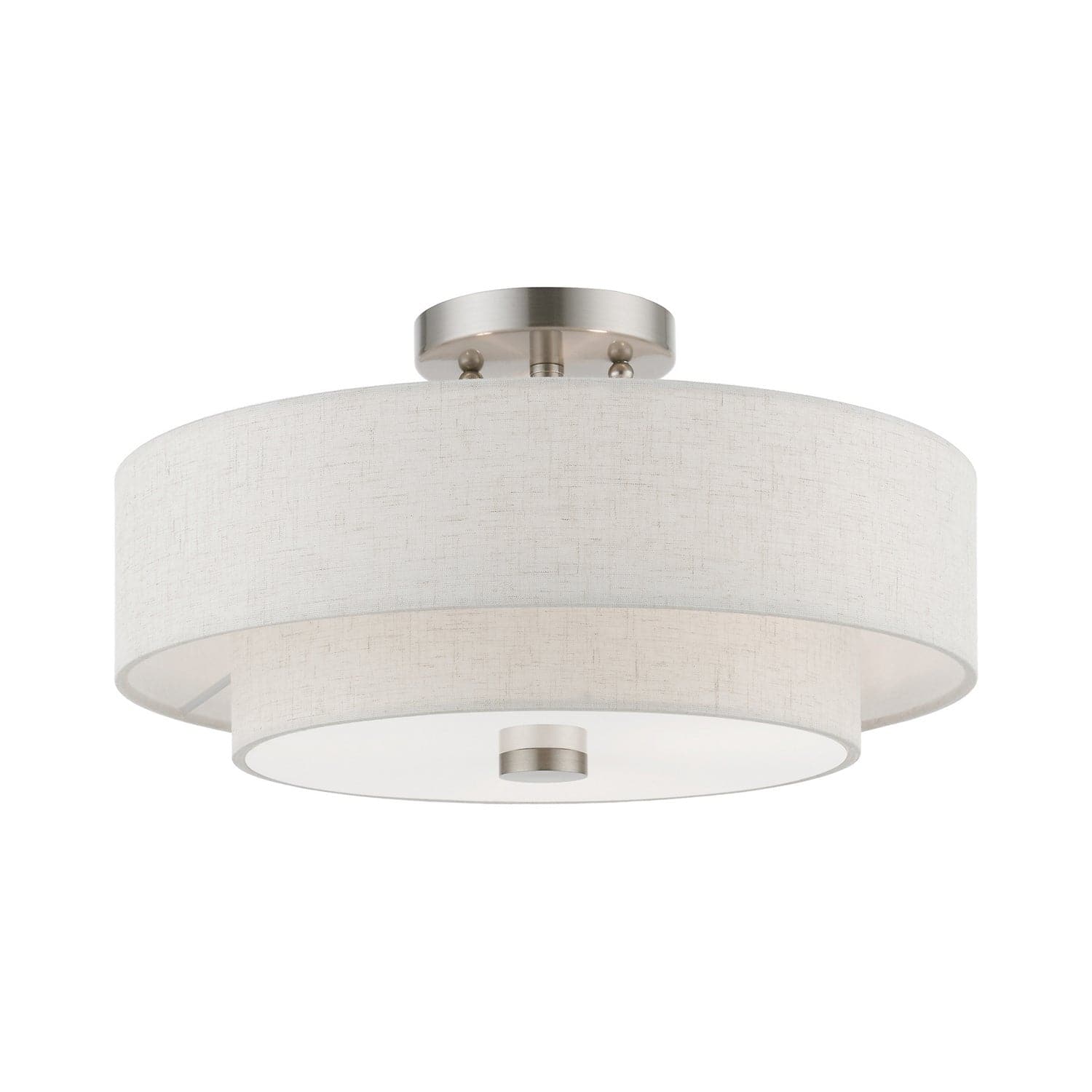 Livex Lighting - 51084-91 - Three Light Semi-Flush Mount - Meridian - Brushed Nickel