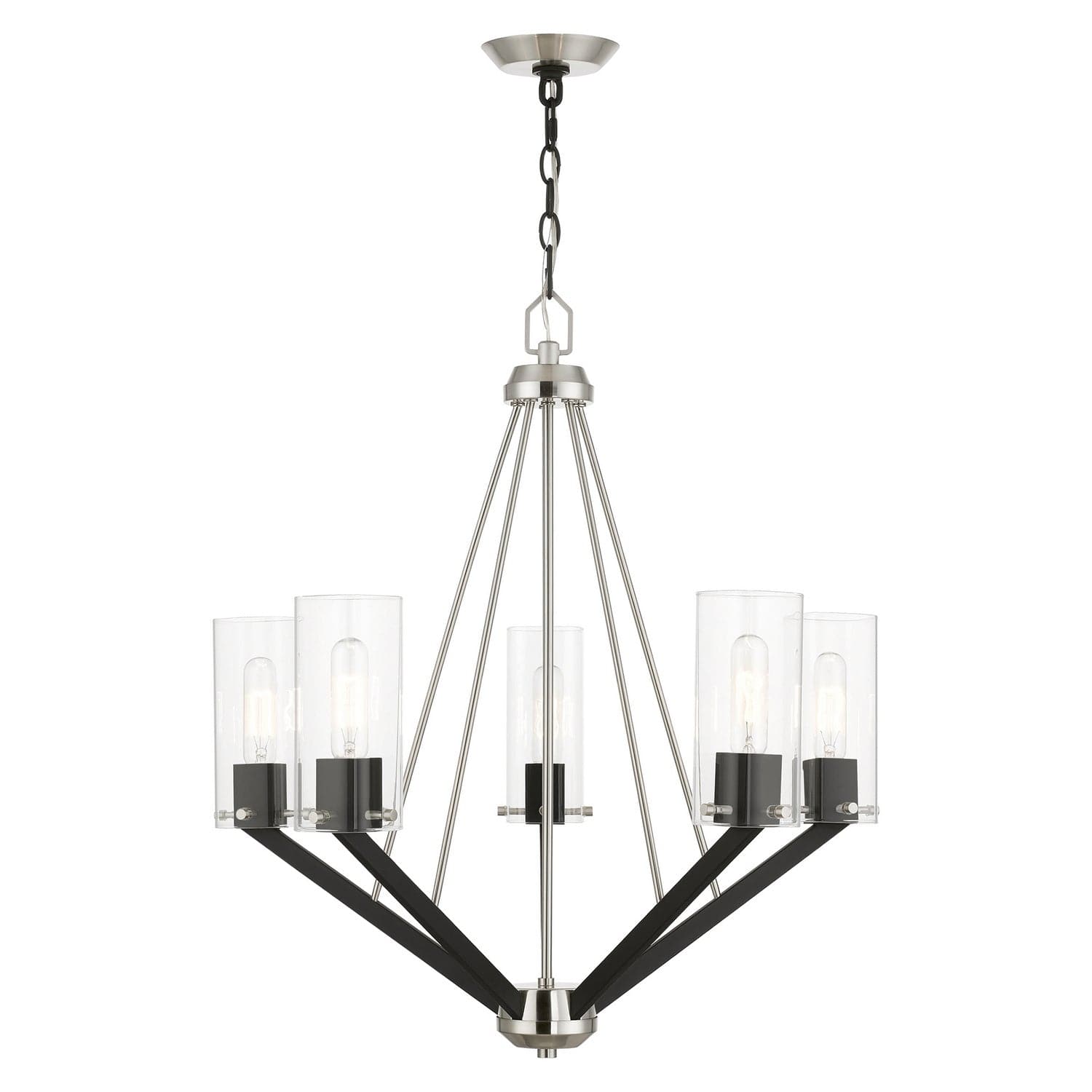 Livex Lighting - 51165-91 - Five Light Chandelier - Beckett - Brushed Nickel & Black