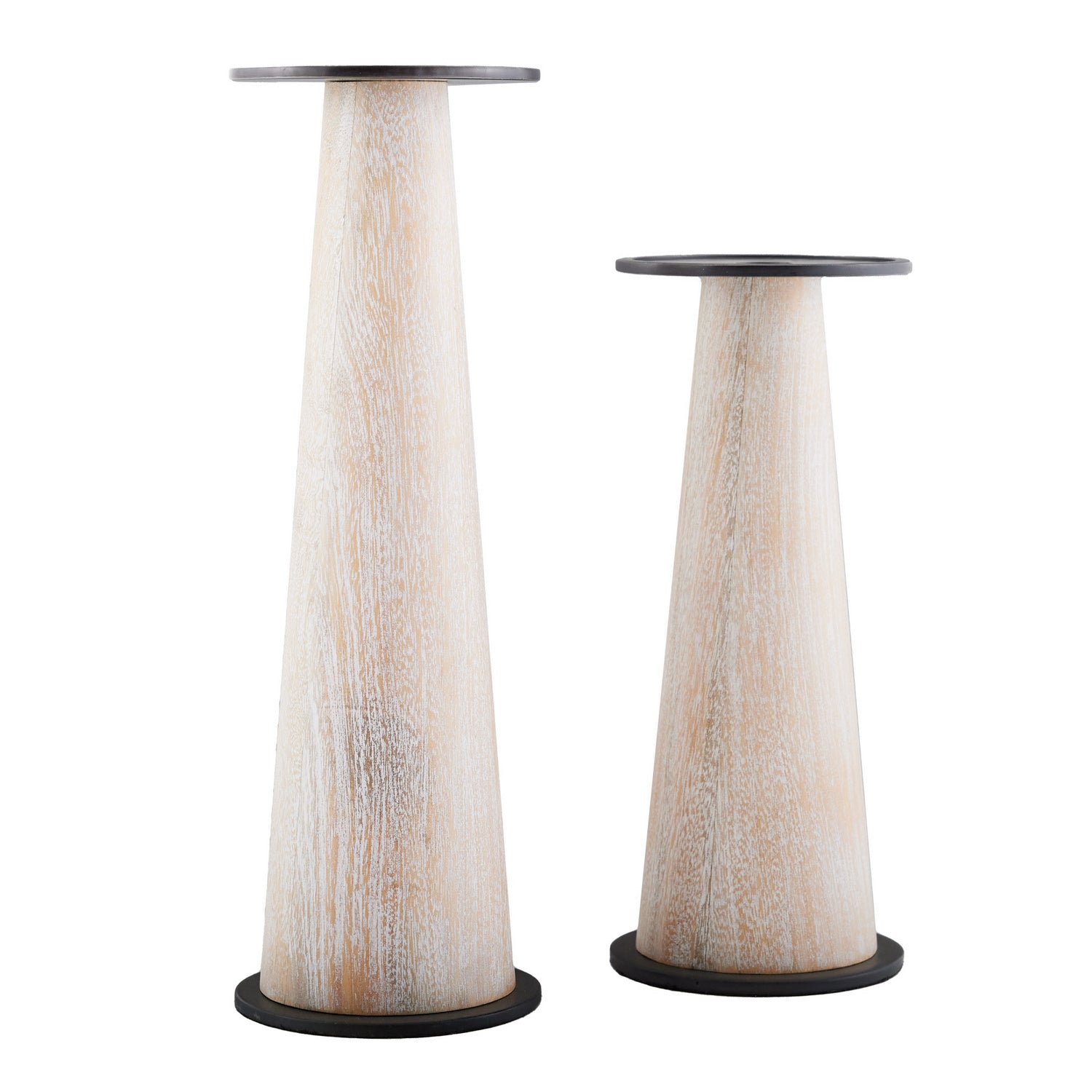 Candleholders, Set of 2 from the Rotunno collection in Cerused Blonde finish