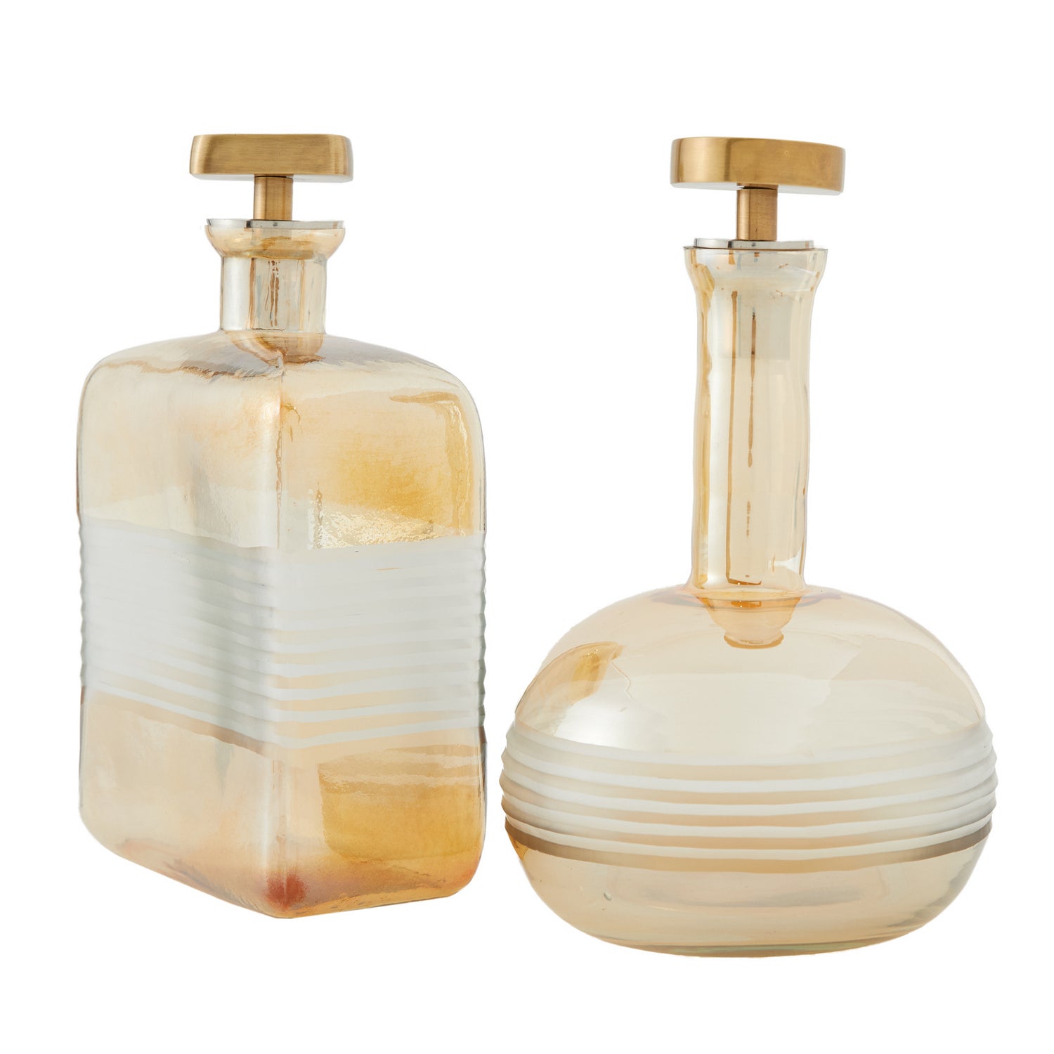 Decanters, Set of 2 from the Pattinson collection in Amber Luster finish