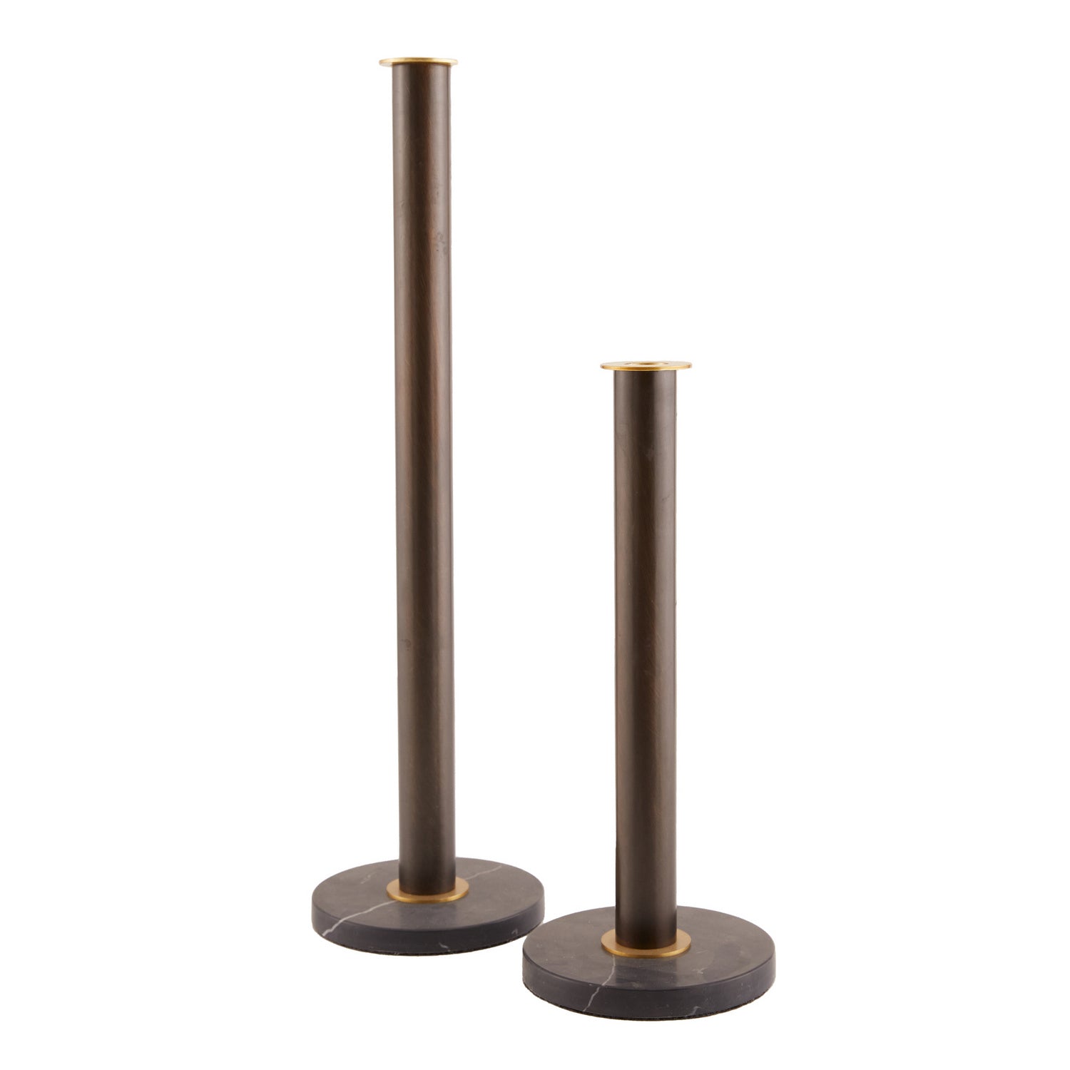 Candleholders, Set of 2 from the Provo collection in Blackened Bronze finish