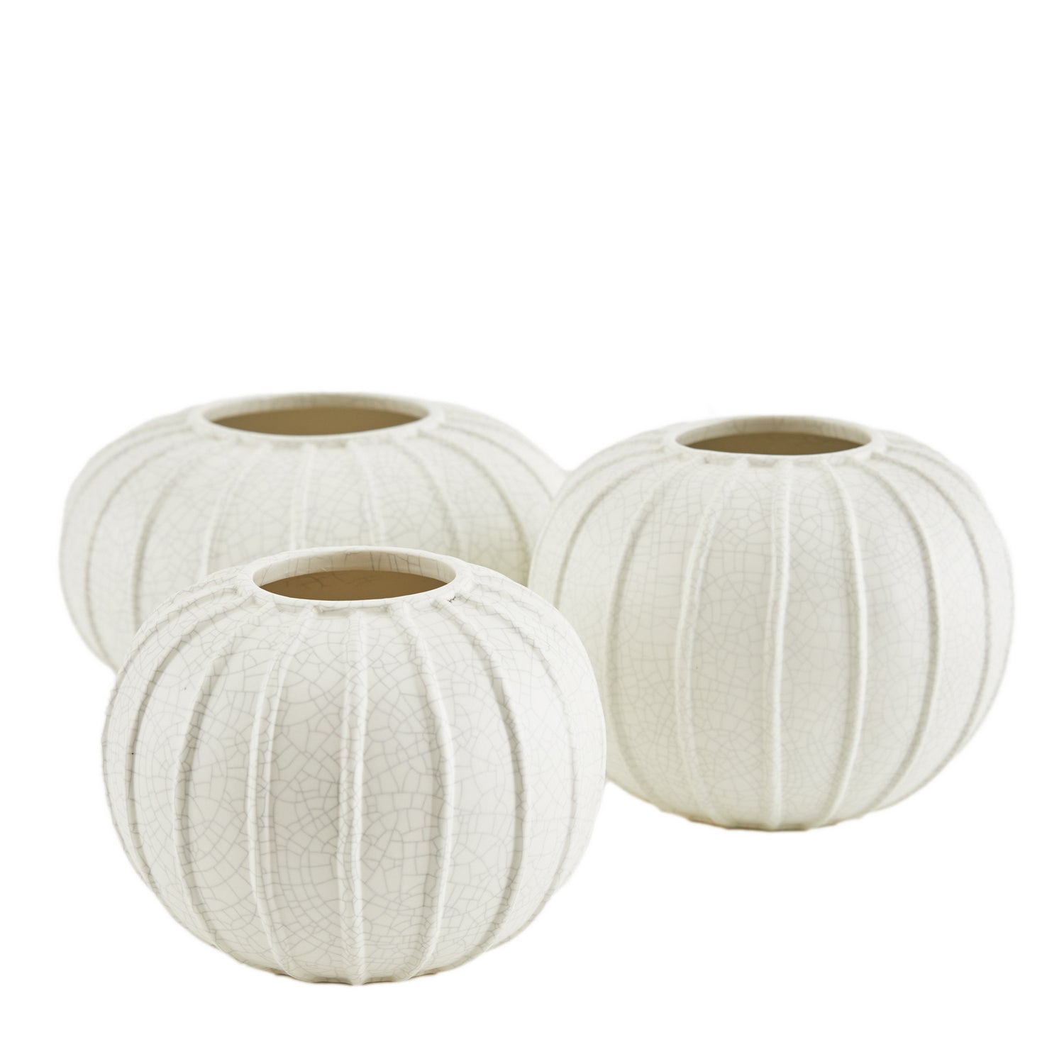 Vases, Set of 3 from the Pompanos collection in Ivory Crackle finish