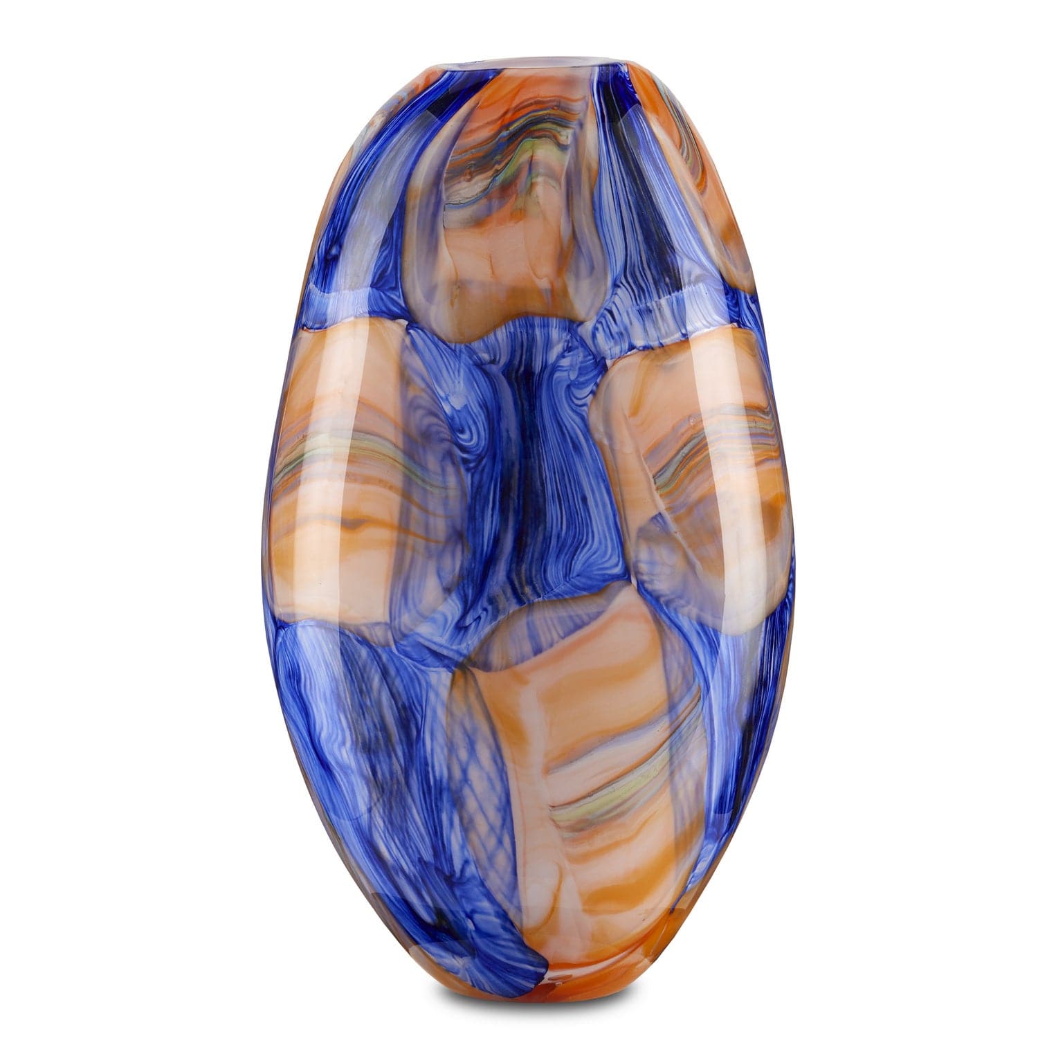 Vase from the Negroli collection in Blue/Orange/Green finish