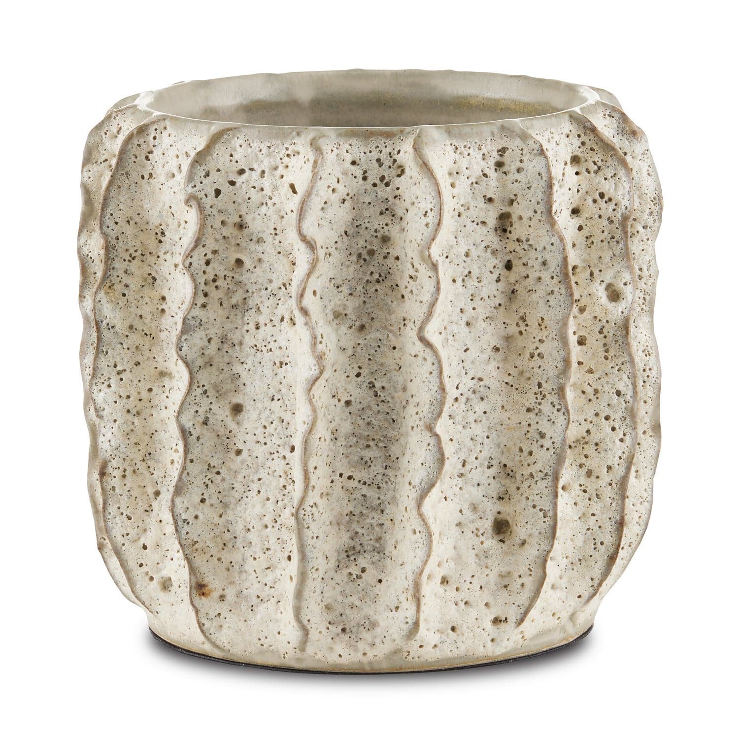 Cachepot from the Sunken Boat Moss collection in Moss White finish