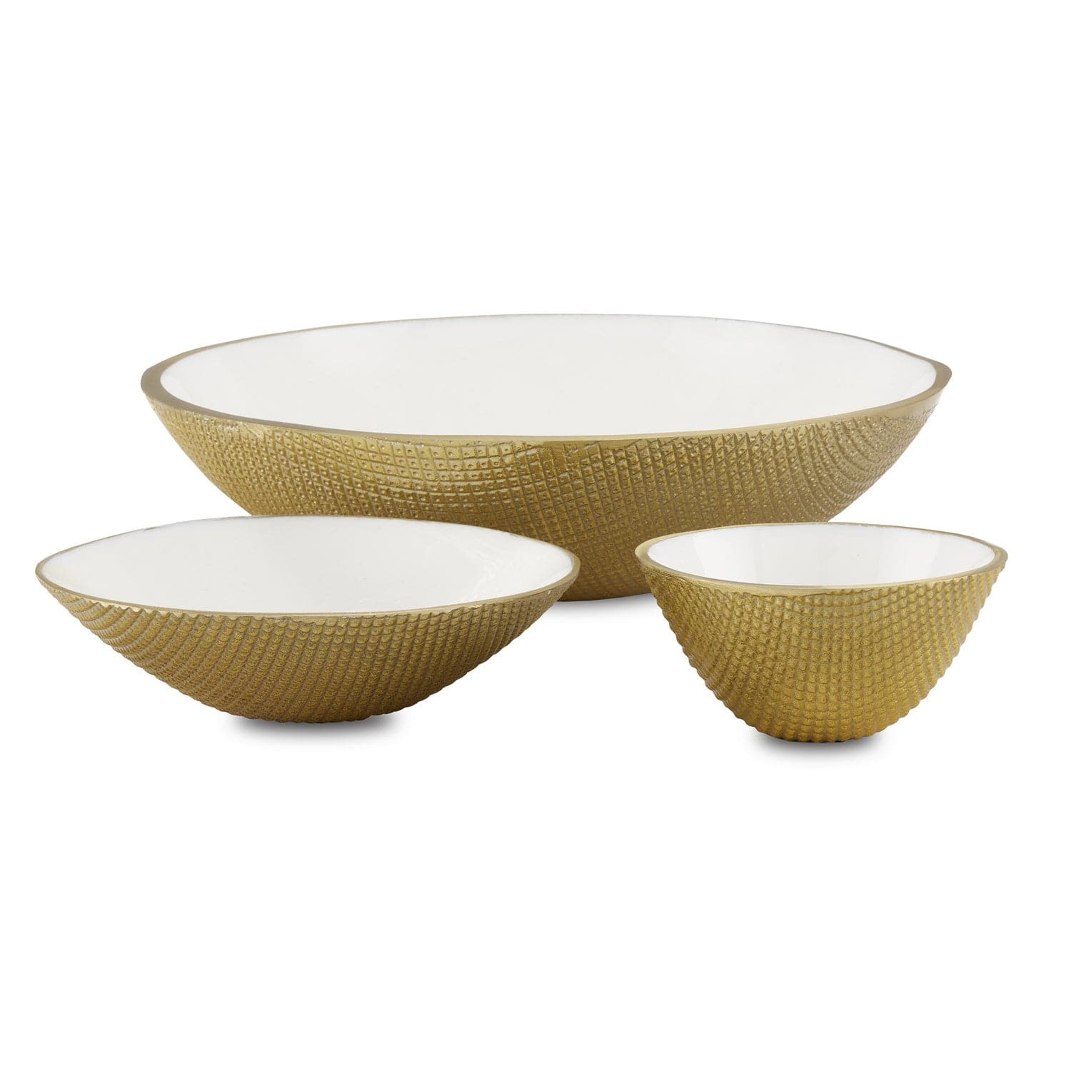 Bowl Set of 3 from the Banah collection in White/Gold finish