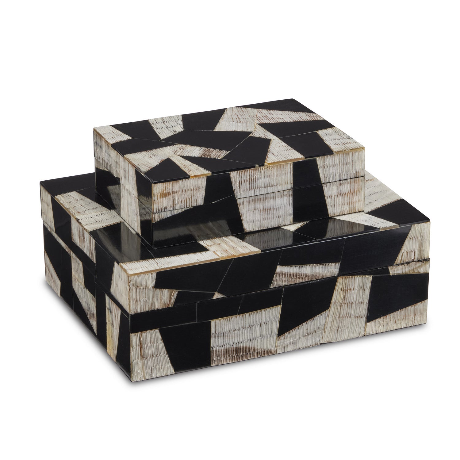 Box Set of 2 from the Bindu collection in Natural/Black/Linen finish