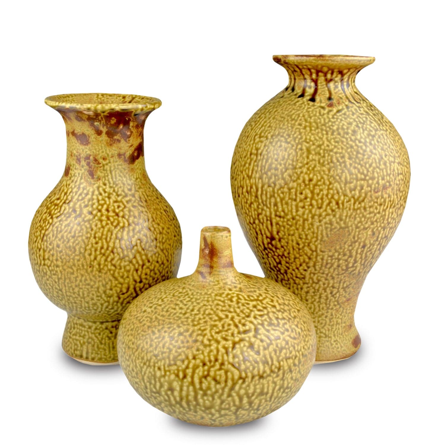 Vase Set of 3 from the Zlato collection in Yellow/Gold Brown finish