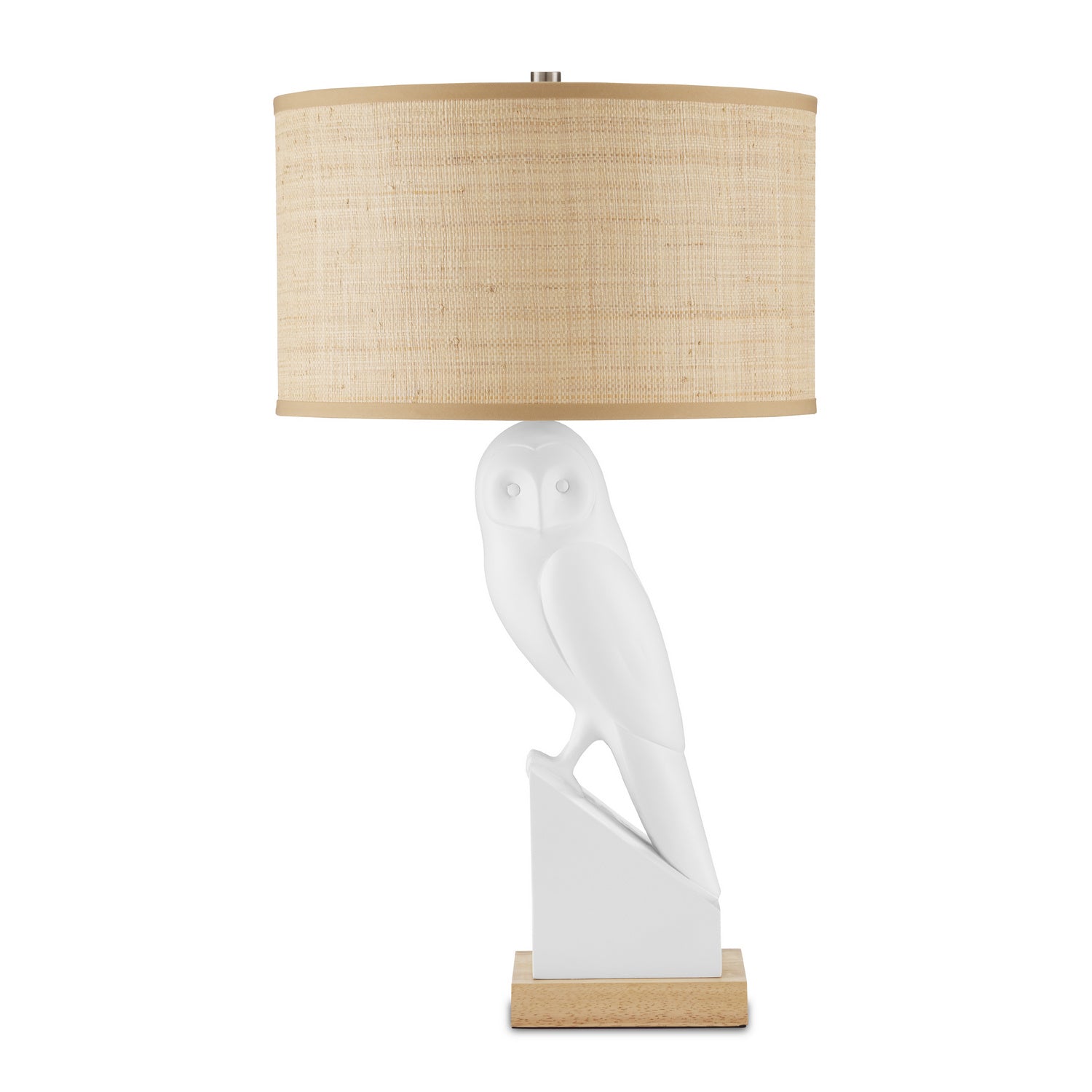 One Light Table Lamp from the Snowy collection in White/Natural Wood/Polished Nickel finish