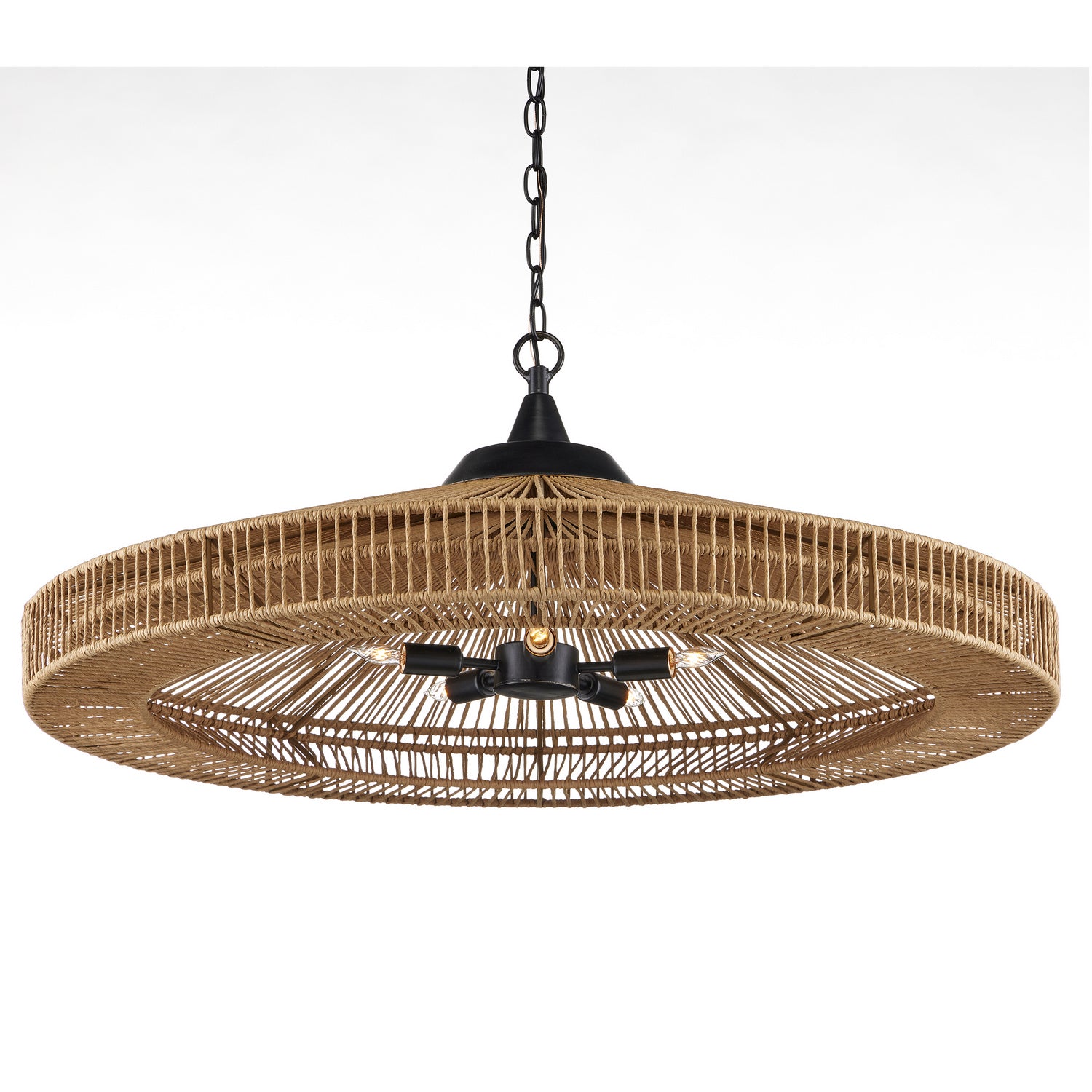 Five Light Chandelier from the Maldives collection in Natural/Satin Black finish