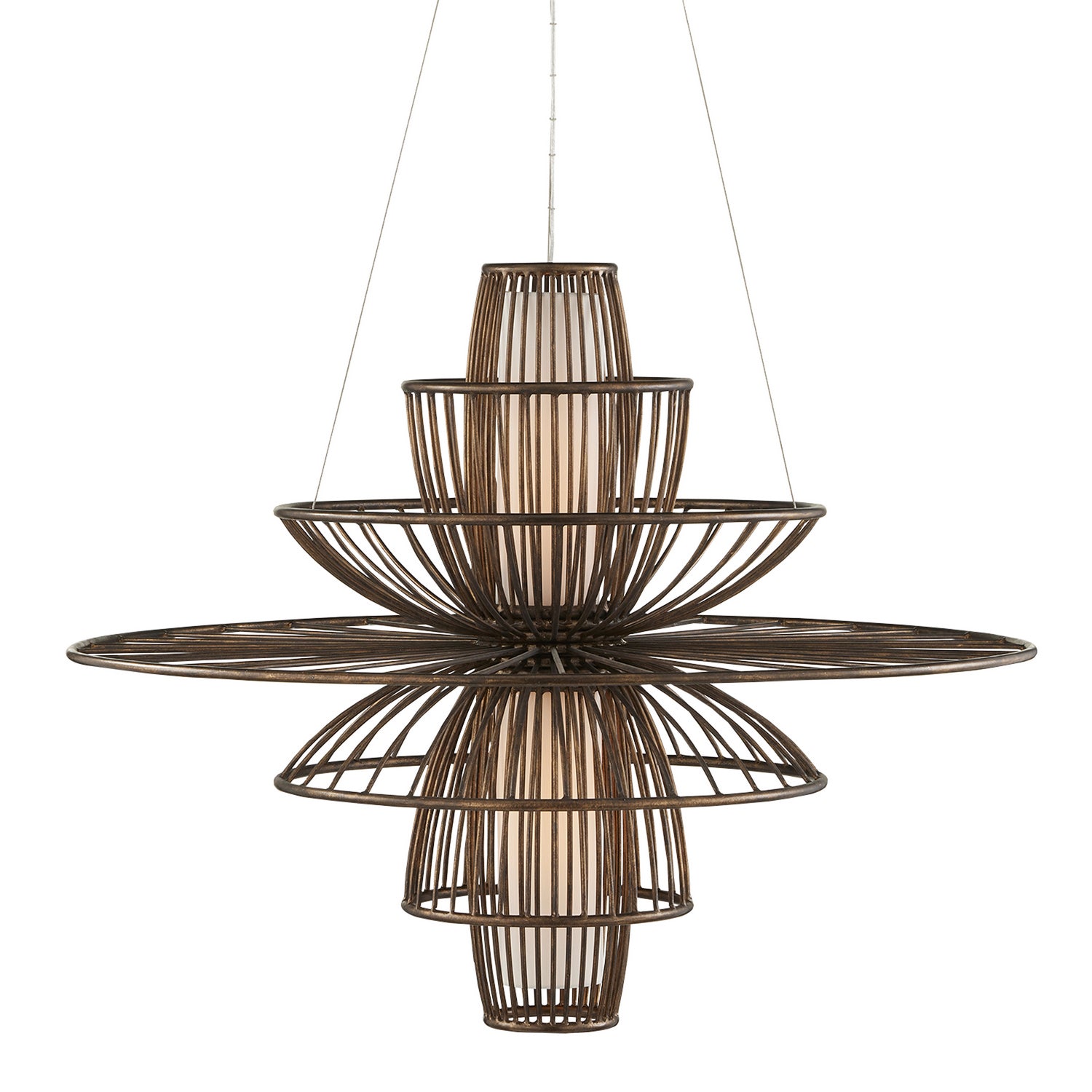 Two Light Chandelier from the Benjiro collection in Cupertino/Off-White finish