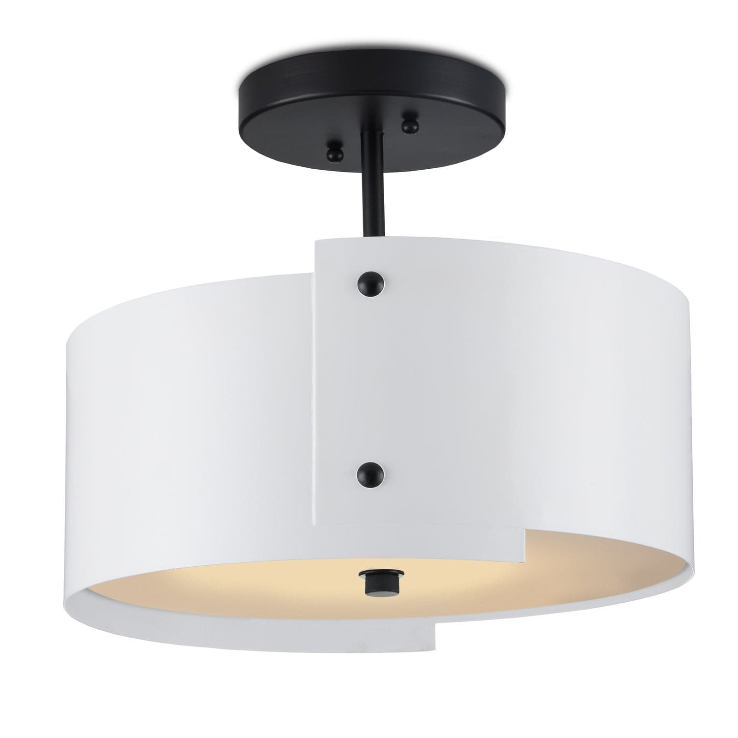 LED Semi-Flush Mount from the Ritsu collection in Sugar White/Satin Black finish