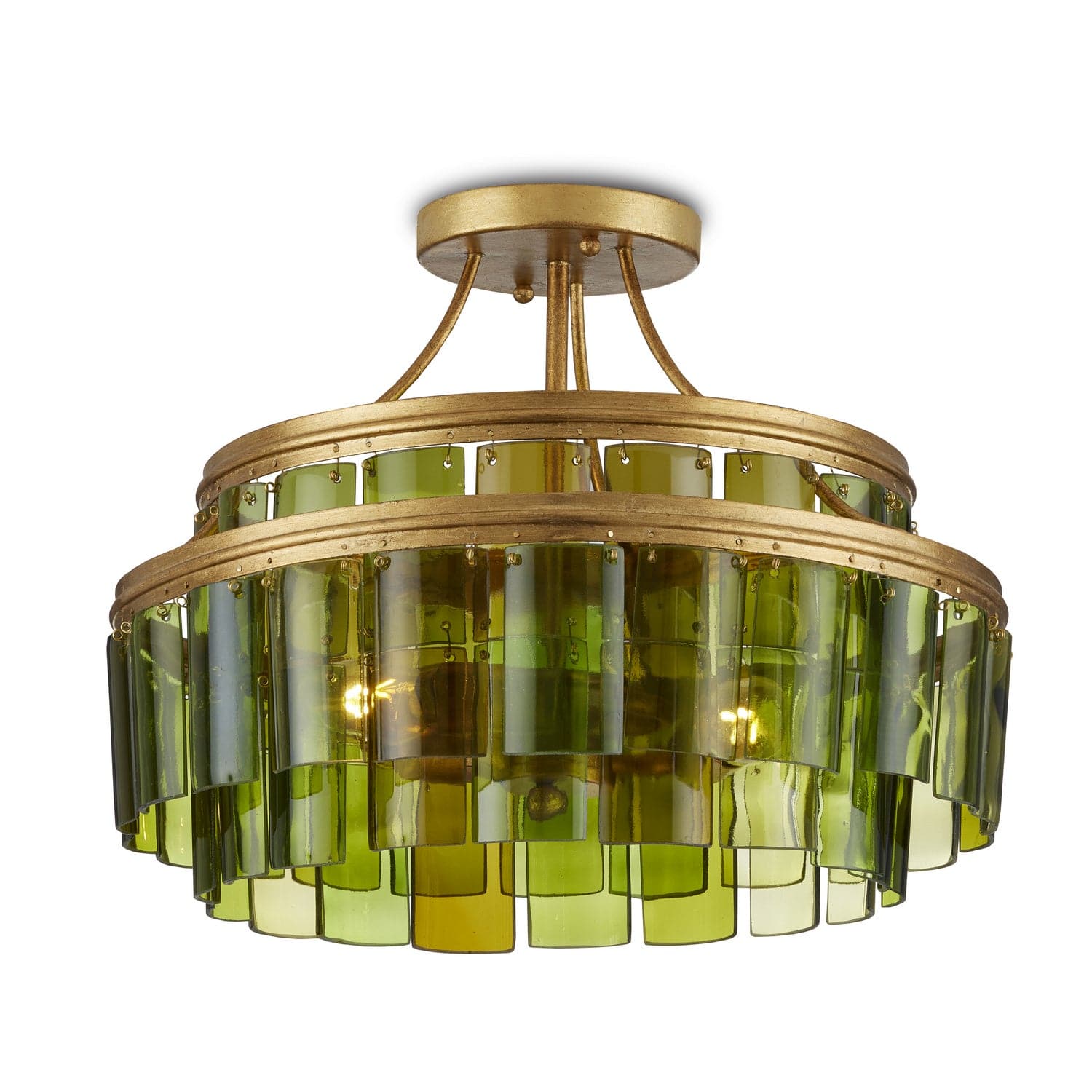 Three Light Semi-Flush Mount from the Vintner collection in Contemporary Gold Leaf/Green finish