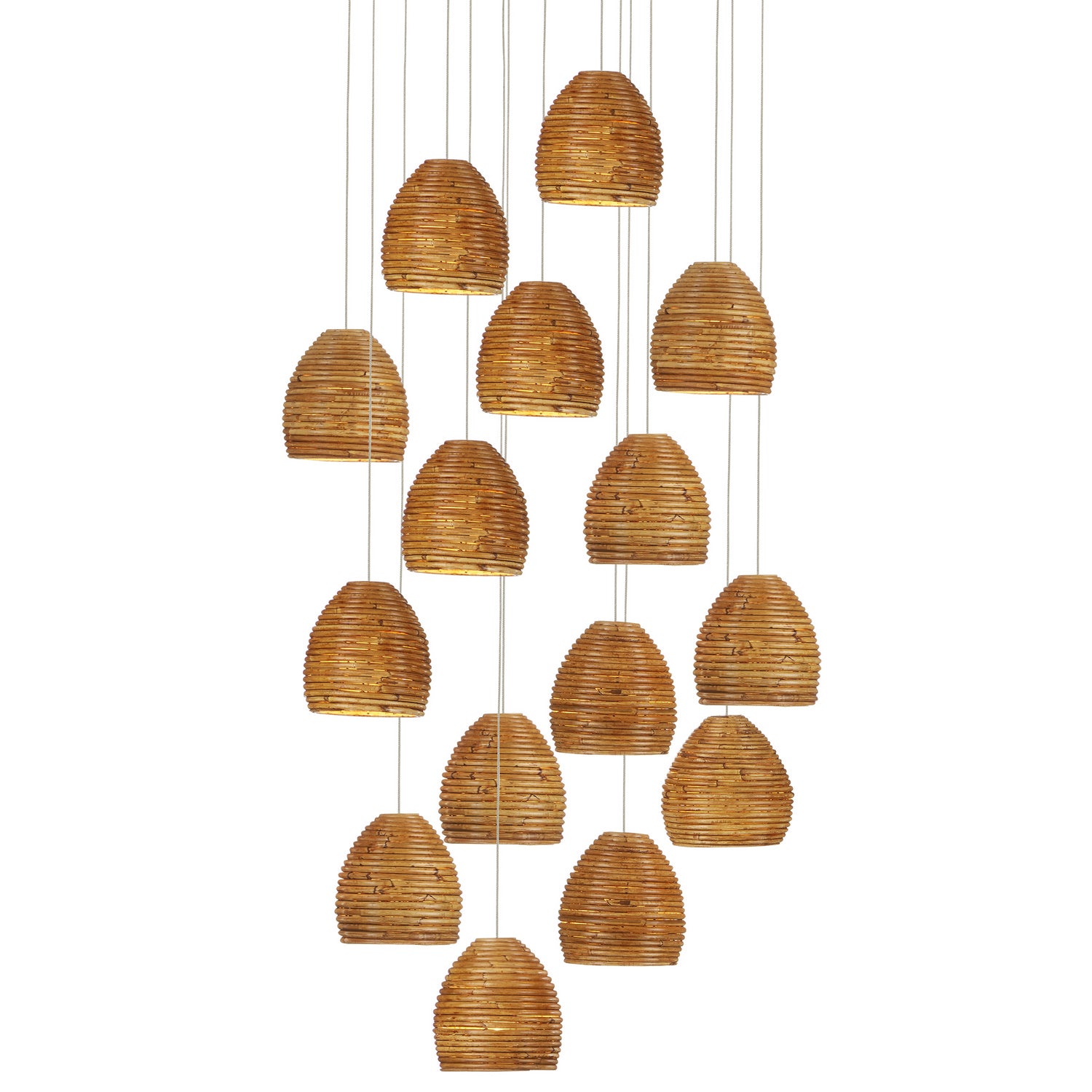 15 Light Pendant from the Beehive collection in Natural Rattan/Silver finish