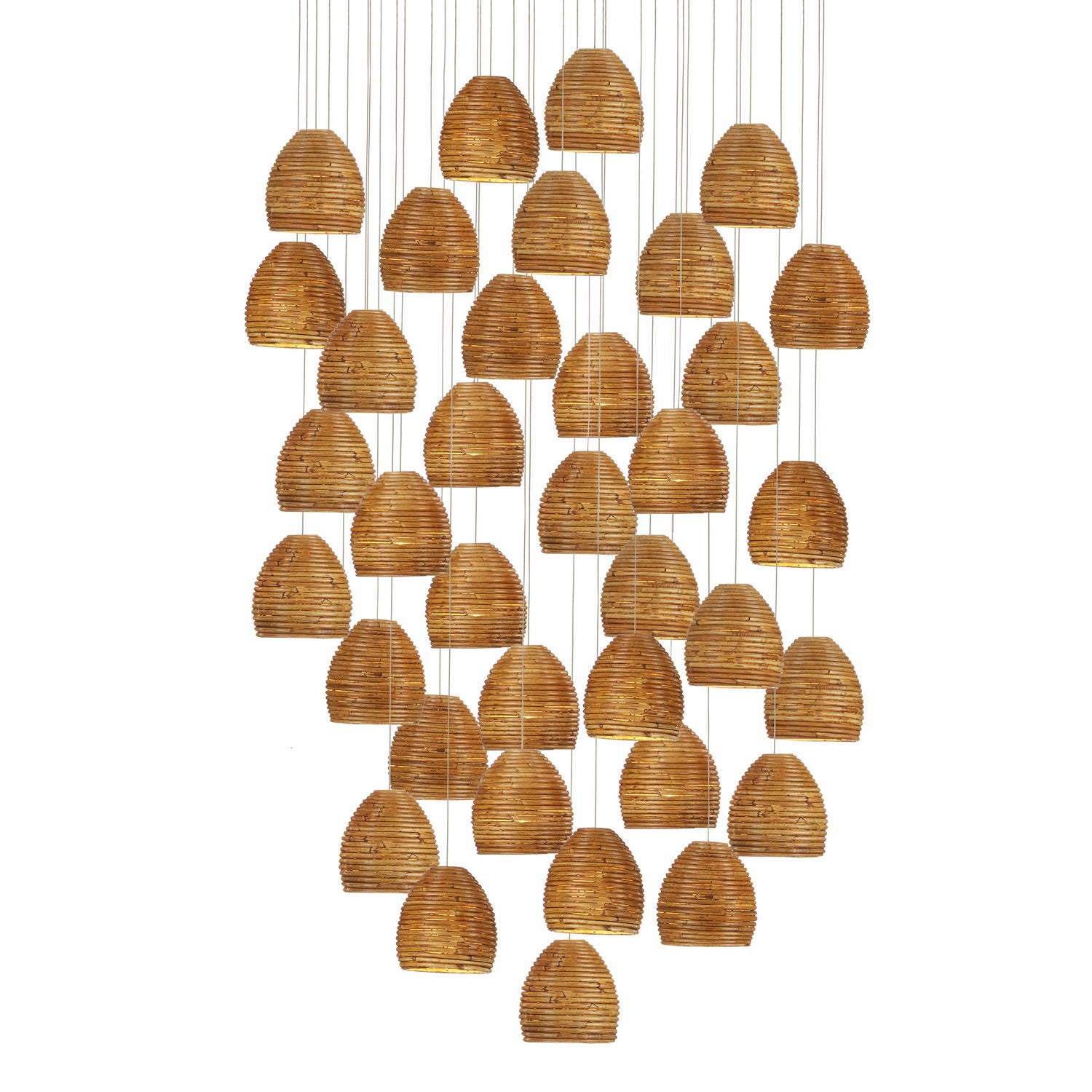 36 Light Pendant from the Beehive collection in Natural Rattan/Silver finish