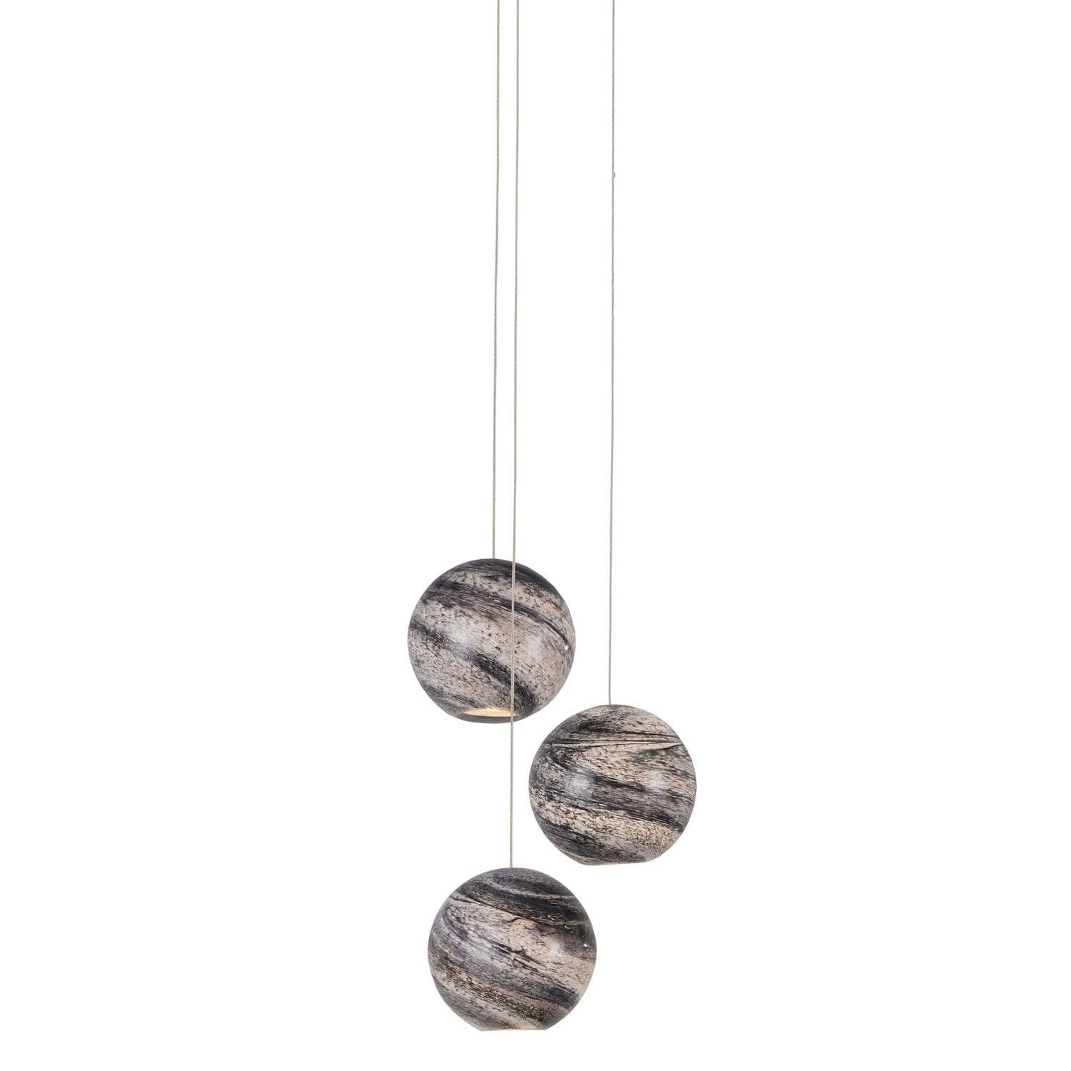 Three Light Pendant from the Palatino collection in Blue Marbeled/Silver finish