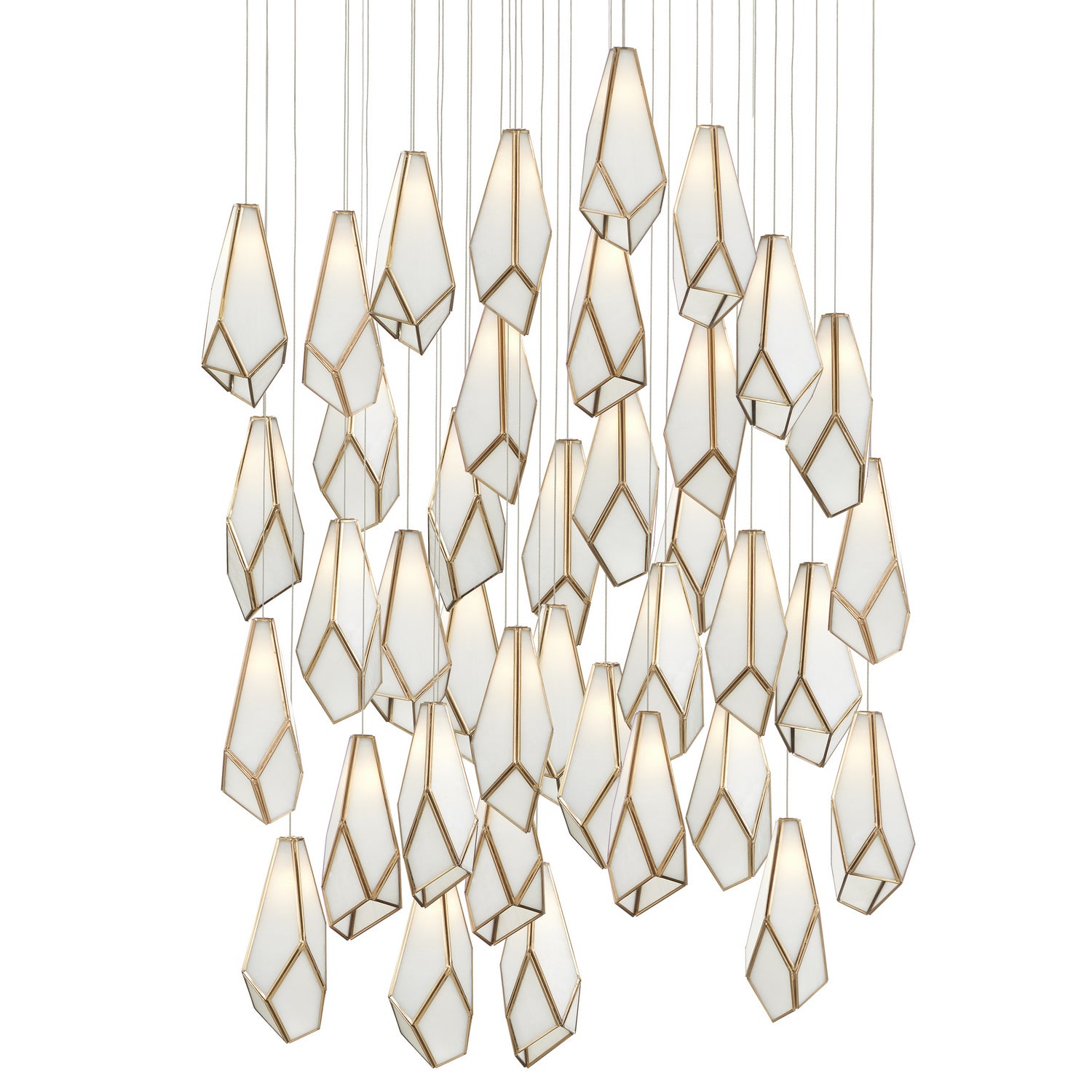 36 Light Pendant from the Glace collection in White/Antique Brass/Silver finish
