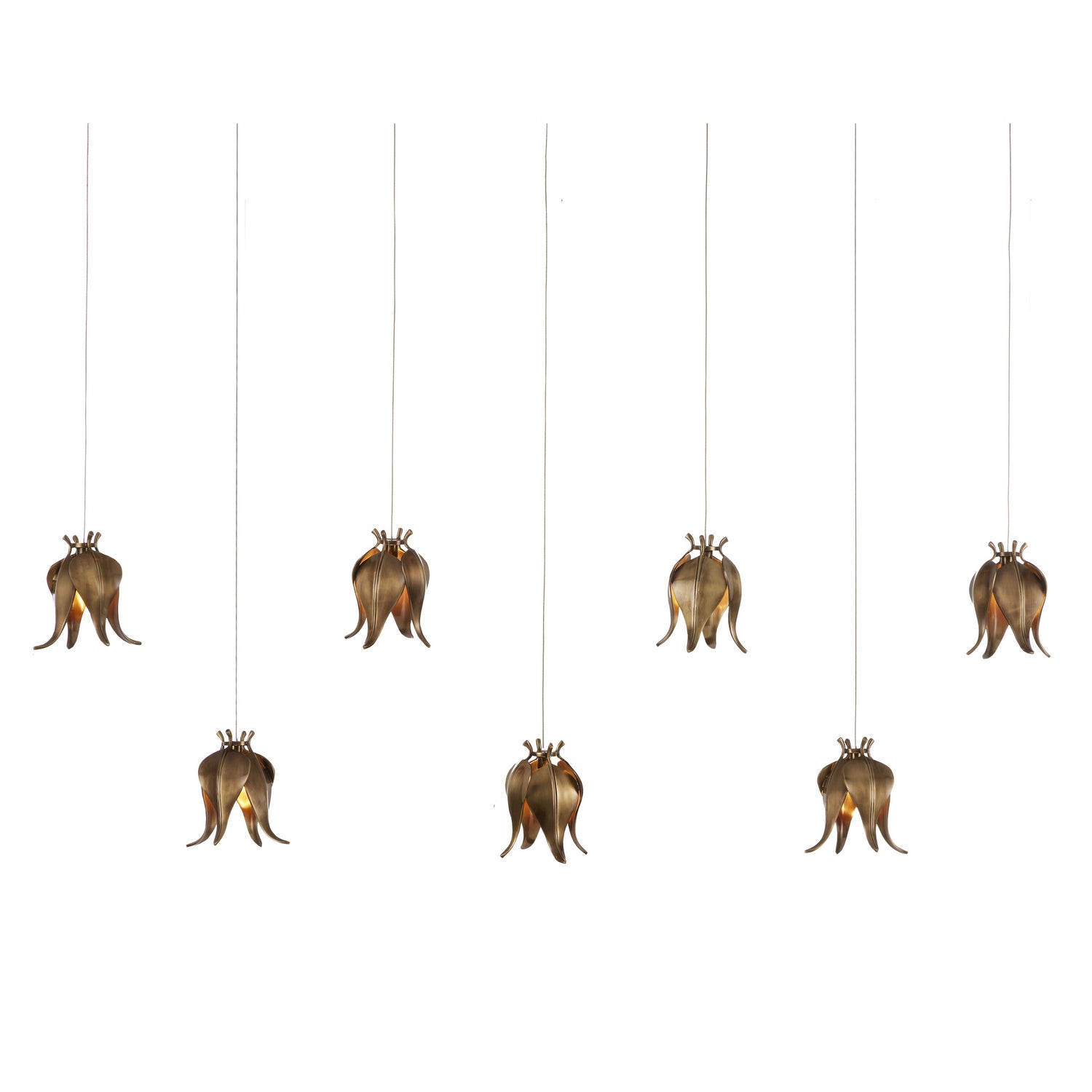 Seven Light Pendant from the Iota collection in Antique Brass/Silver finish
