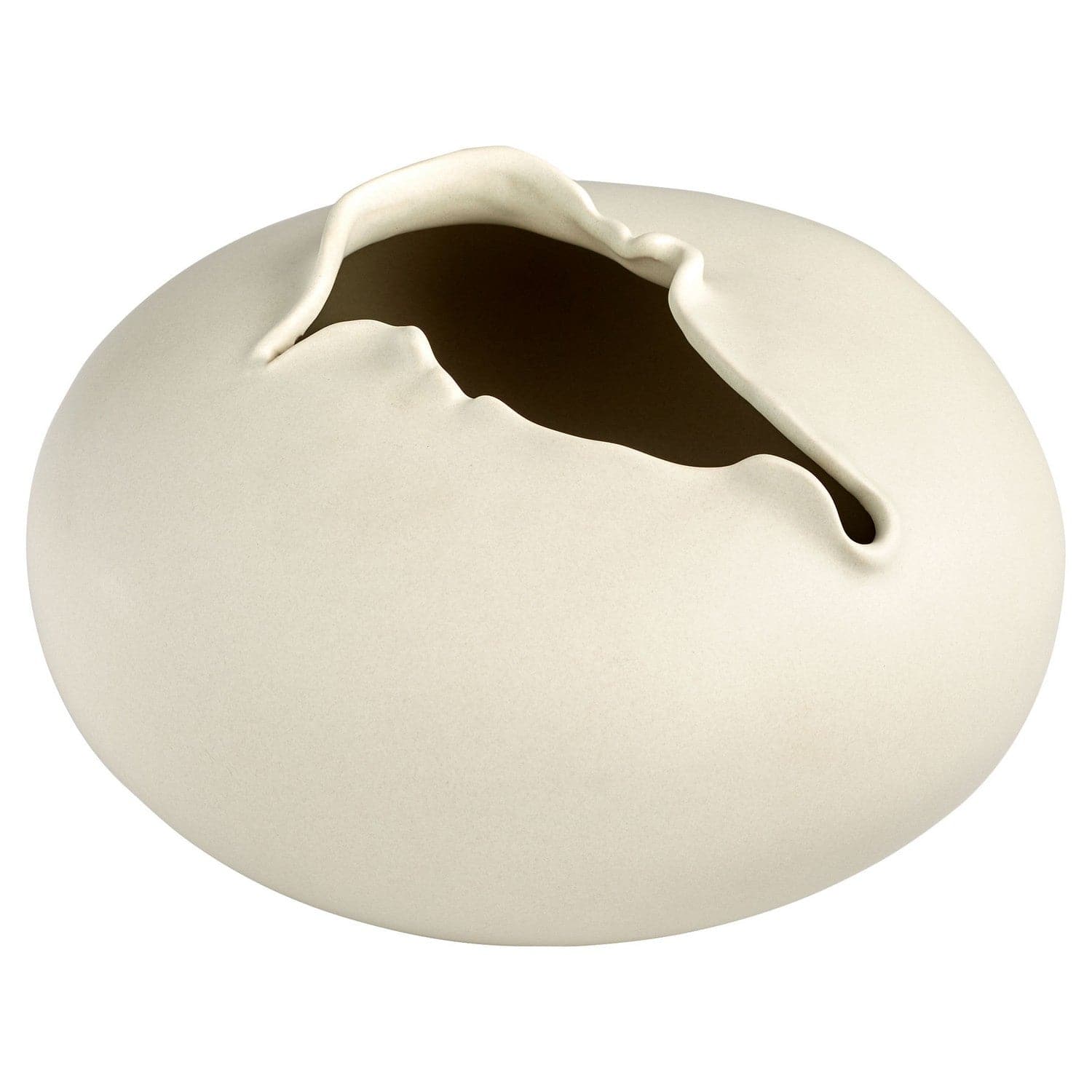 Cyan - 11404 - Vase - Tambora - Off White Glaze