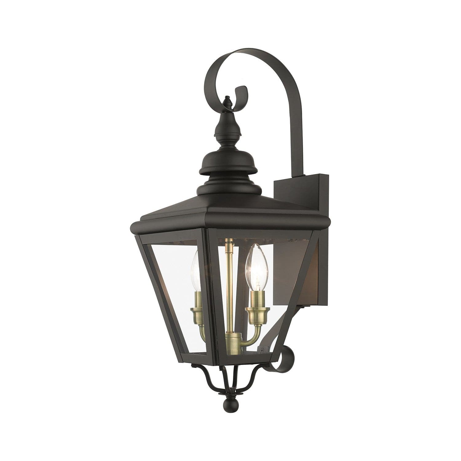 Livex Lighting - 27372-07 - Two Light Outdoor Wall Lantern - Adams - Bronze with Antique Brass