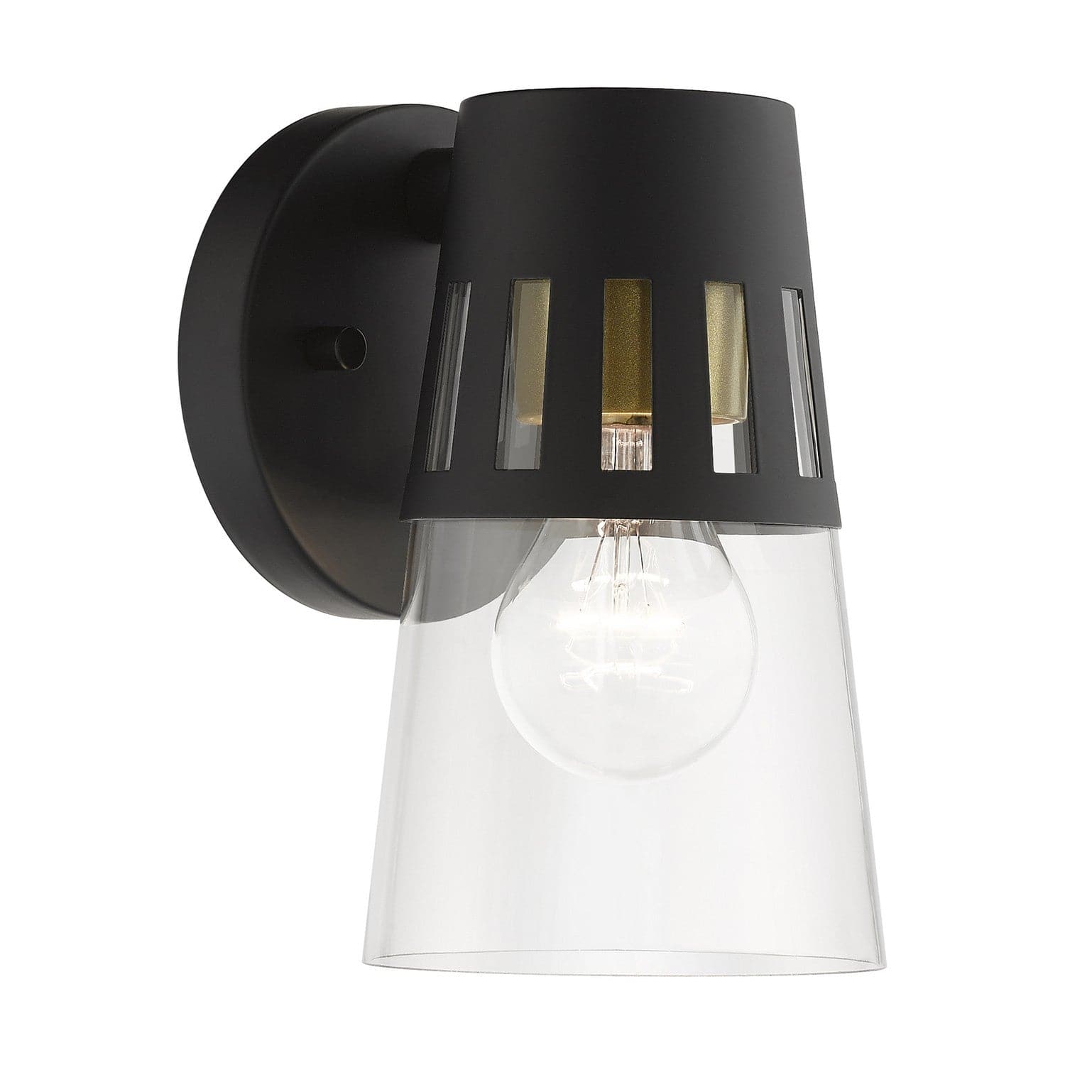 Livex Lighting - 27971-04 - One Light Outdoor Wall Lantern - Covington - Black with Soft Gold