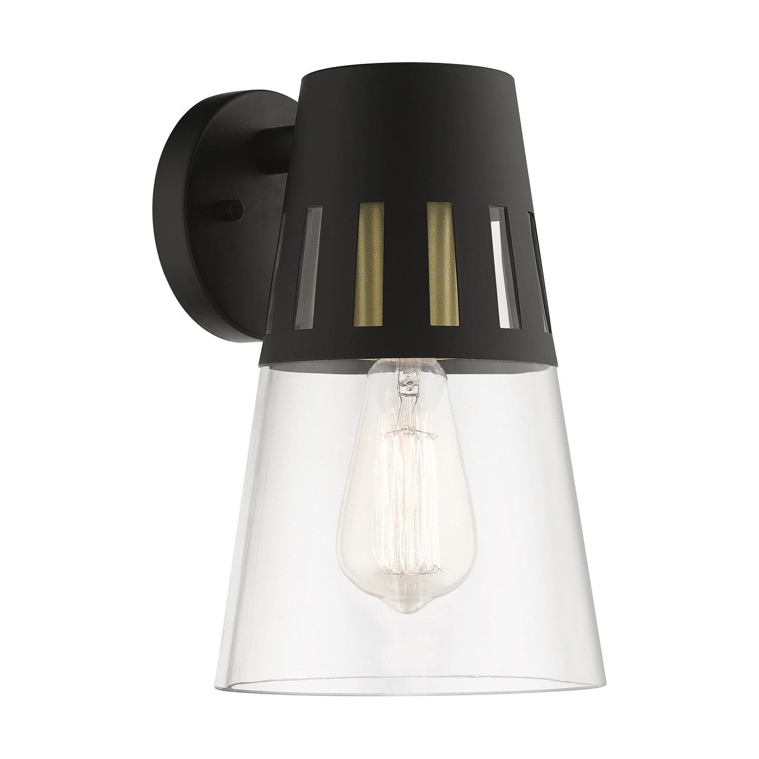 Livex Lighting - 27972-04 - One Light Outdoor Wall Lantern - Covington - Black with Soft Gold