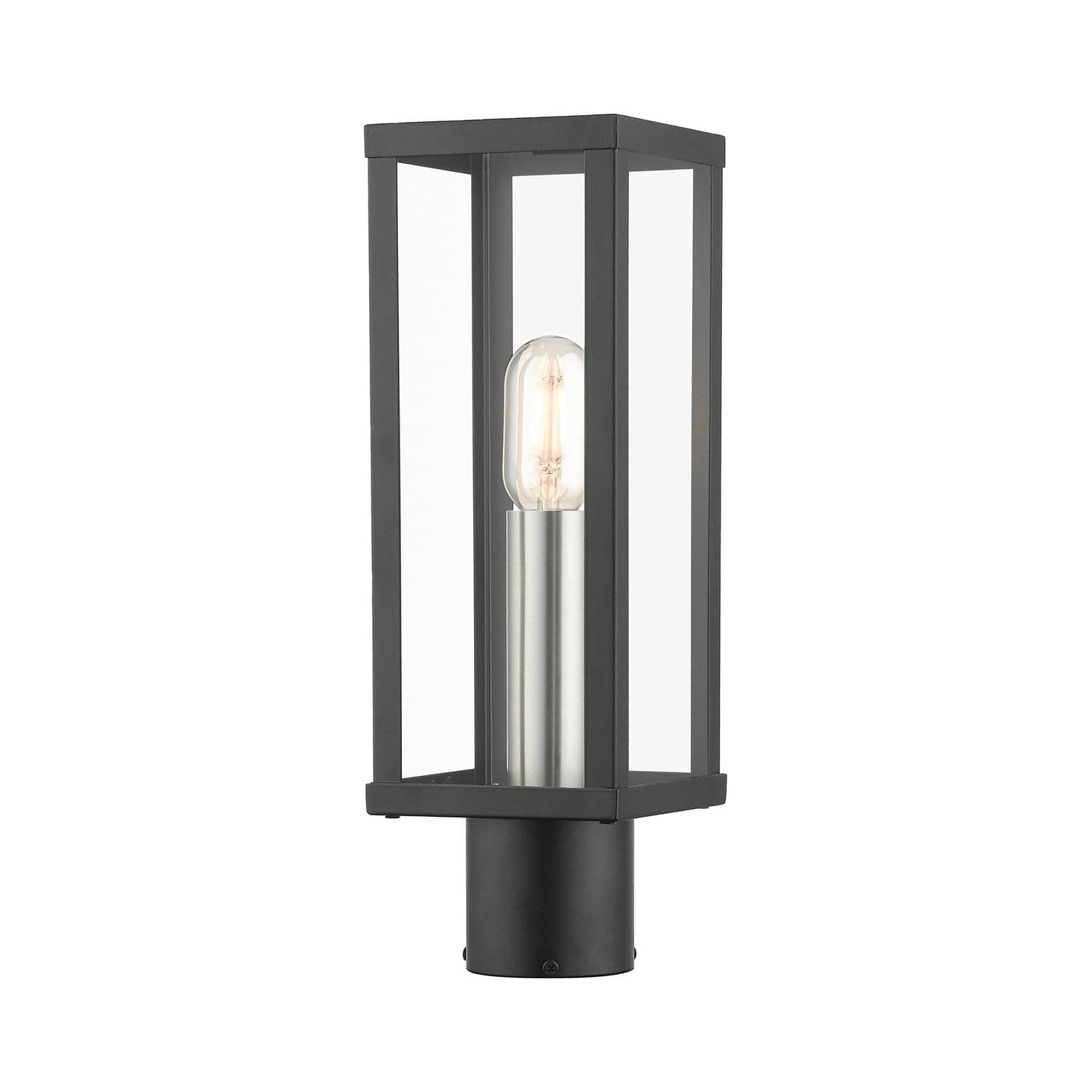 Livex Lighting - 28034-04 - One Light Outdoor Post Top Lantern - Gaffney - Black with Brushed Nickel