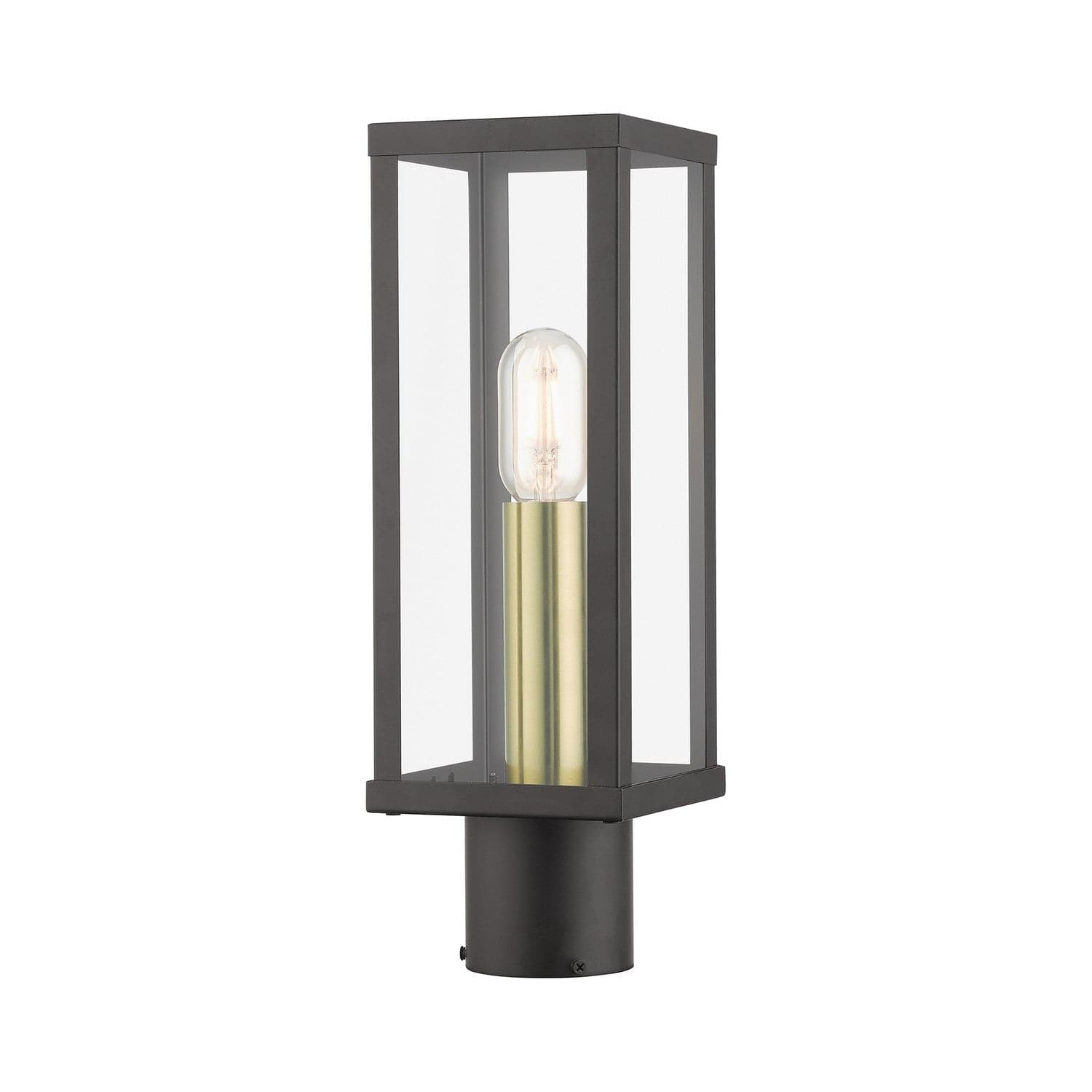 Livex Lighting - 28034-07 - One Light Outdoor Post Top Lantern - Gaffney - Bronze with Antique Gold