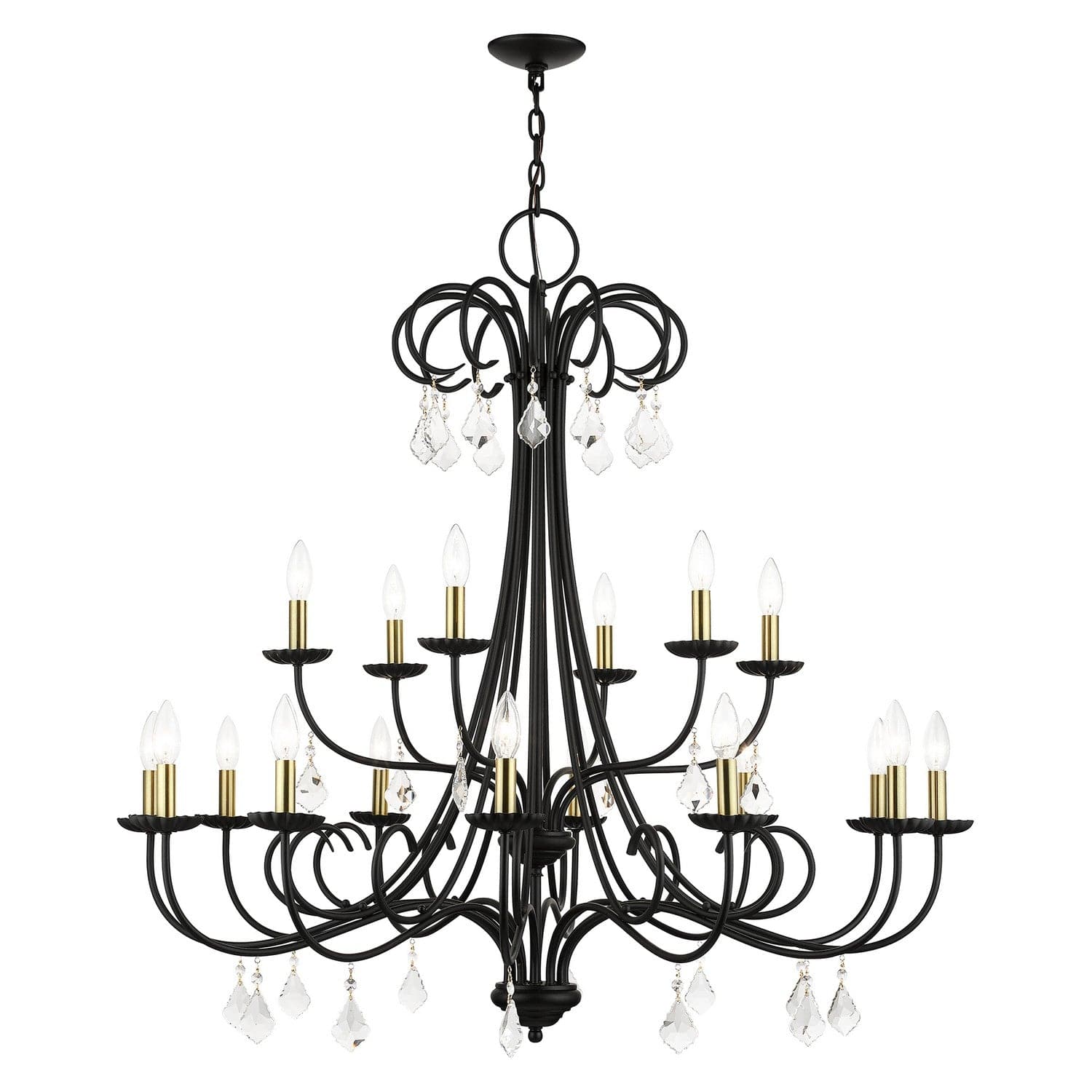 Livex Lighting - 40870-04 - 18 Light Chandelier - Daphne - Black with Antique Brass