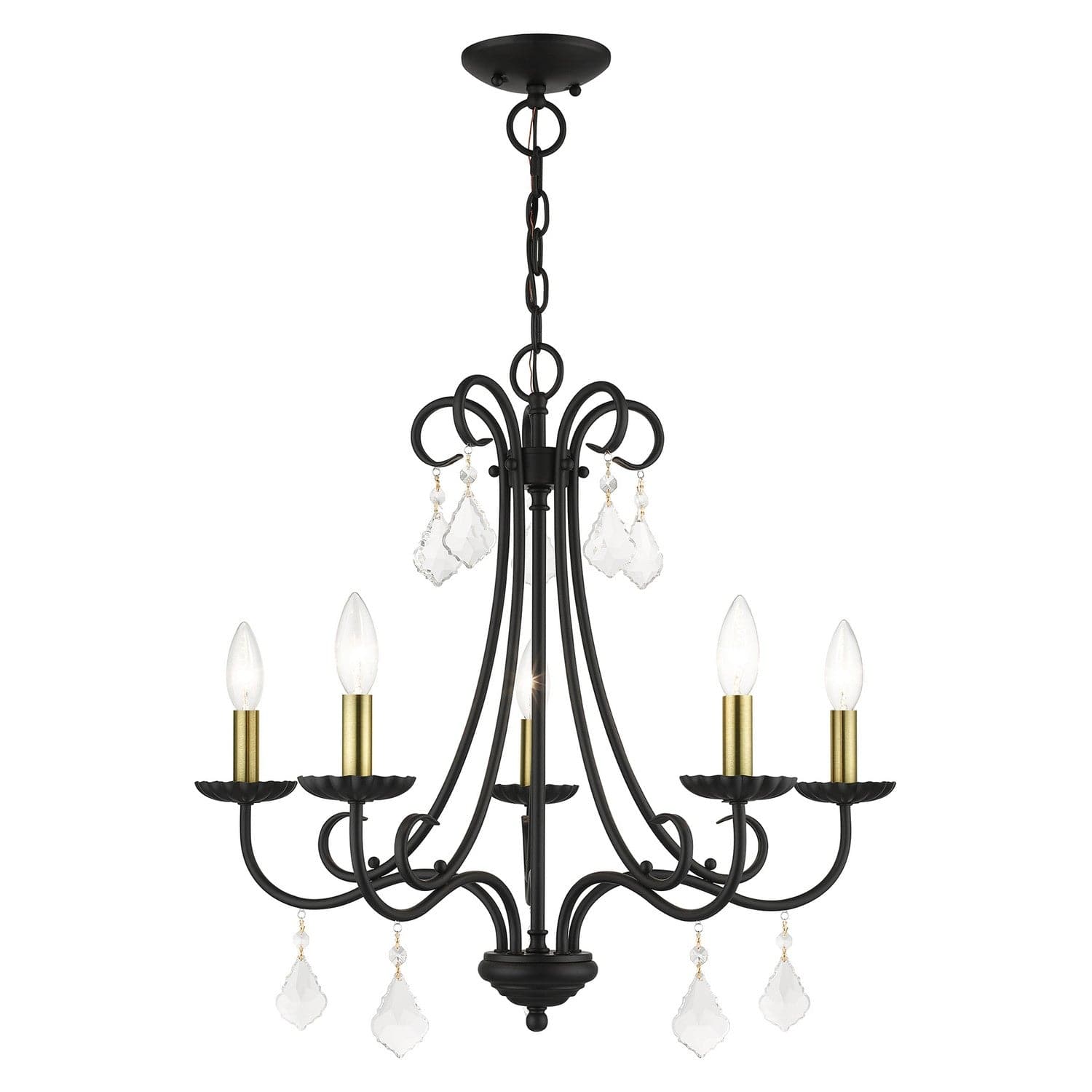 Livex Lighting - 40875-04 - Five Light Chandelier - Daphne - Black with Antique Brass