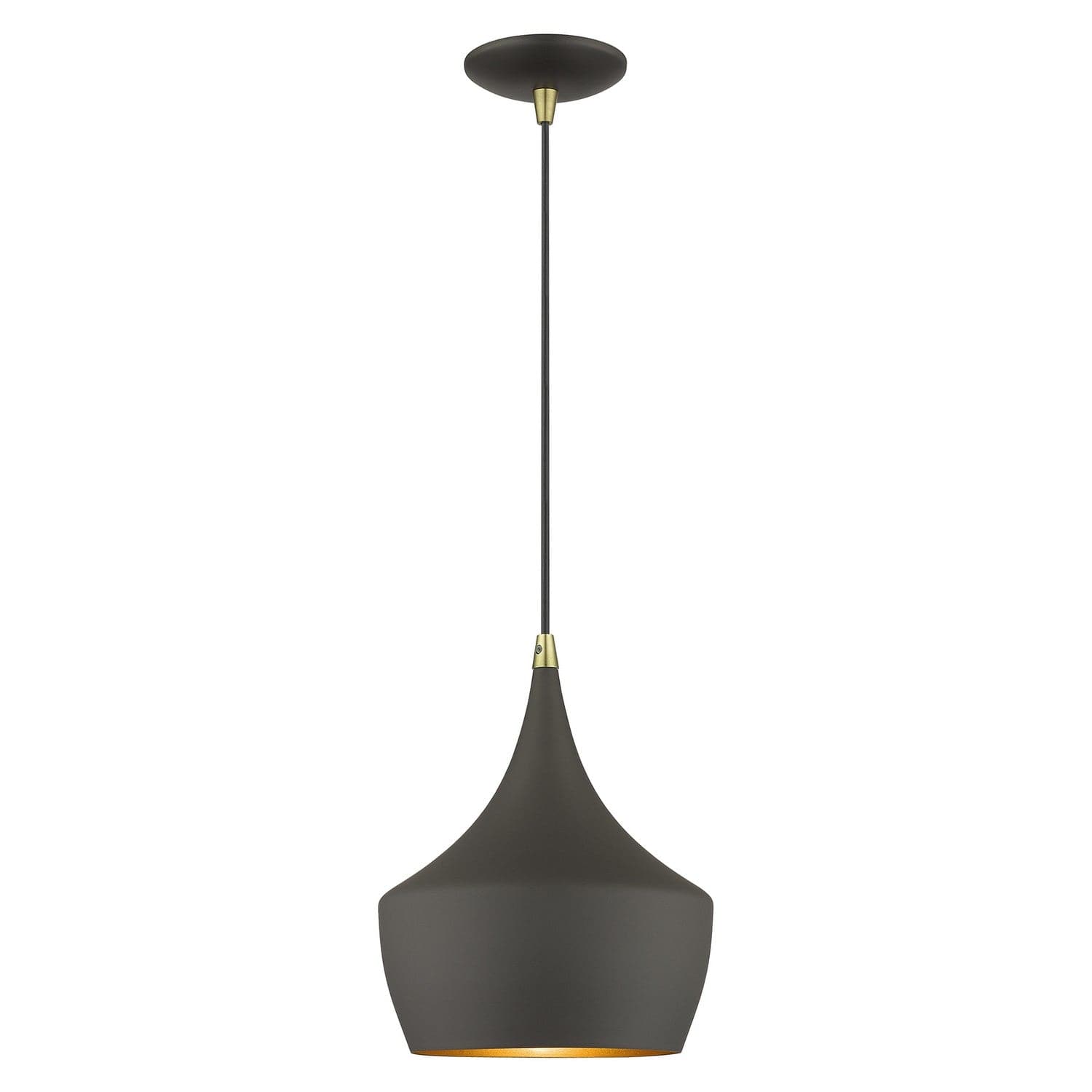 Livex Lighting - 41186-07 - One Light Pendant - Waldorf - Bronze with Antique Brass