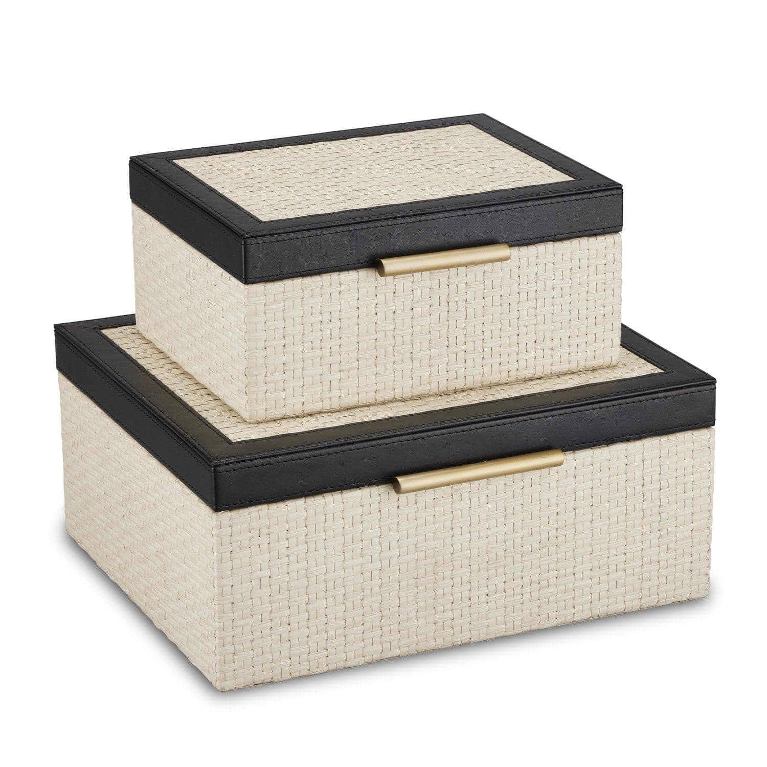 Currey and Company - 1200-0668 - Box Set of 2 - Ivory/Black/Light Antique Brass/Beige