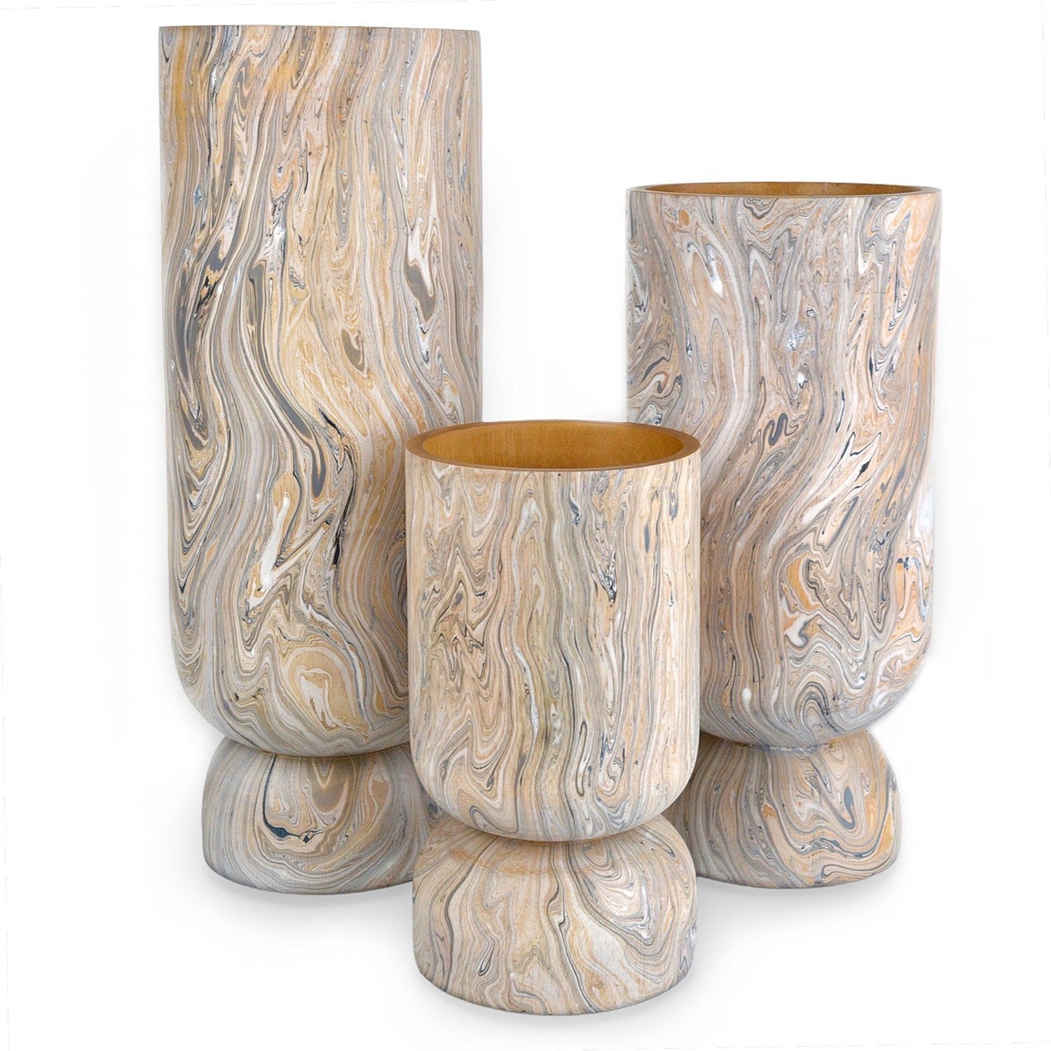 Currey and Company - 1200-0739 - Vase Set of 3 - Dark Brown/Natural