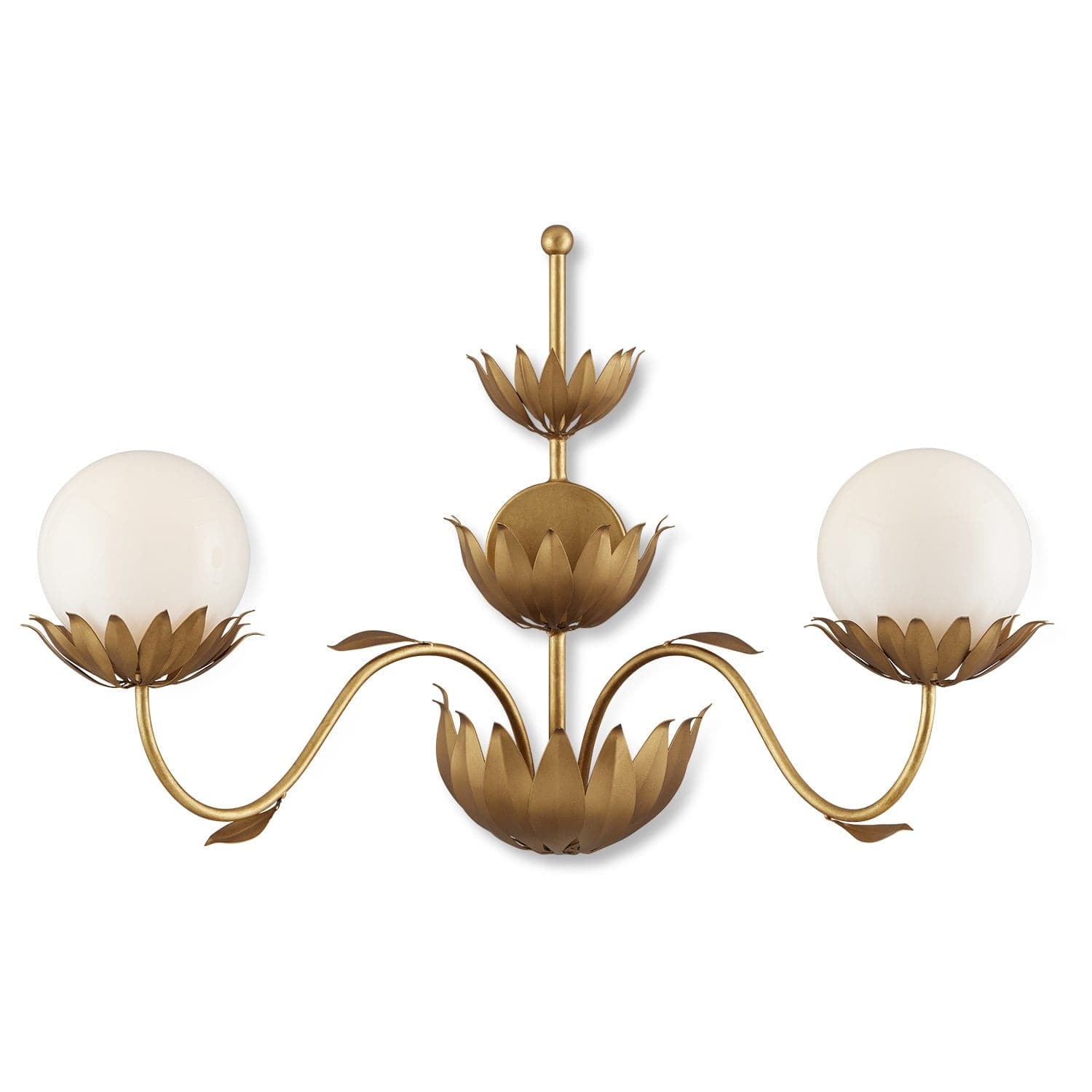 Currey and Company - 5000-0231 - Two Light Wall Sconce - Contemporary Gold Leaf/Gold/White
