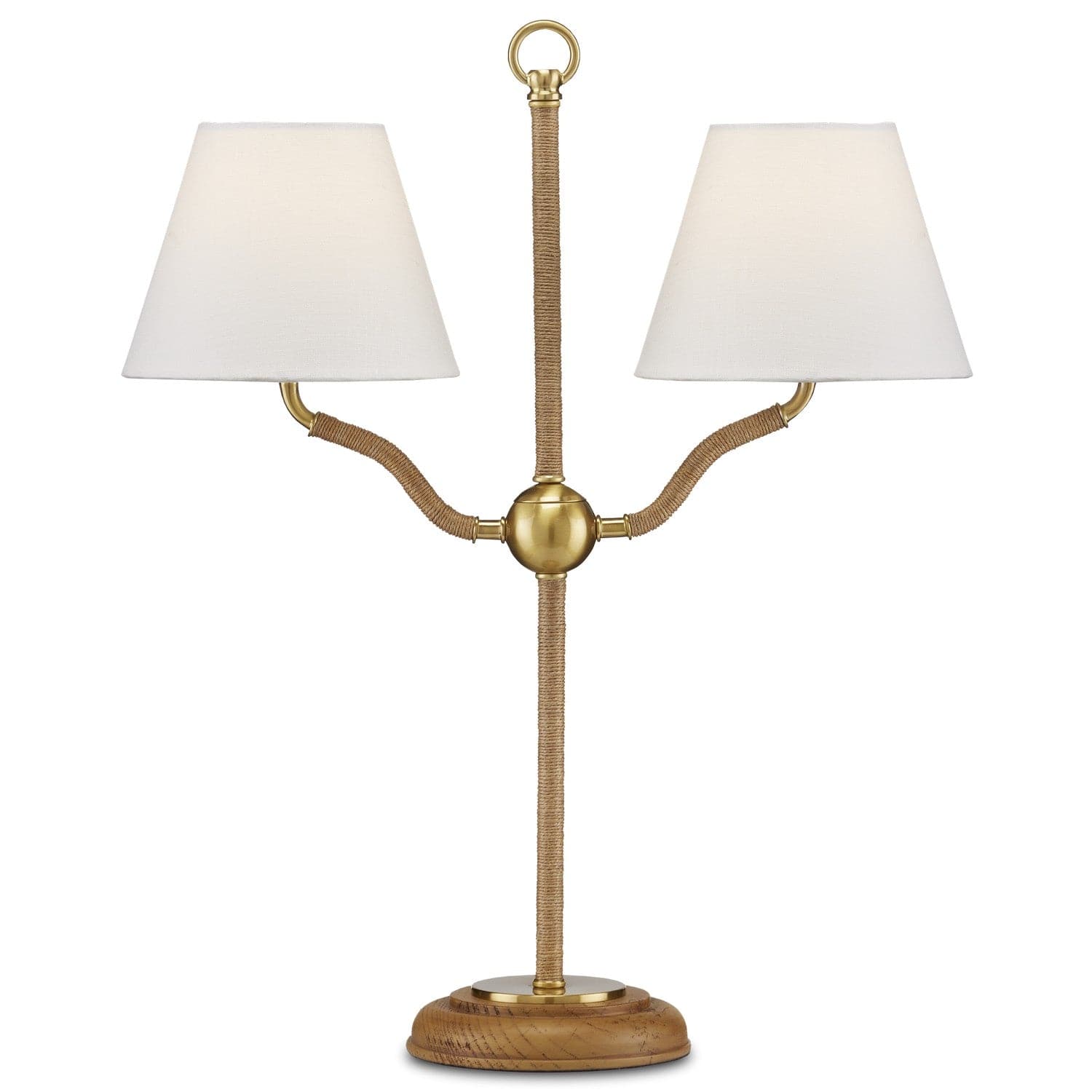 Currey and Company - 6000-0873 - Two Light Desk Lamp - Natural/Antique Brass