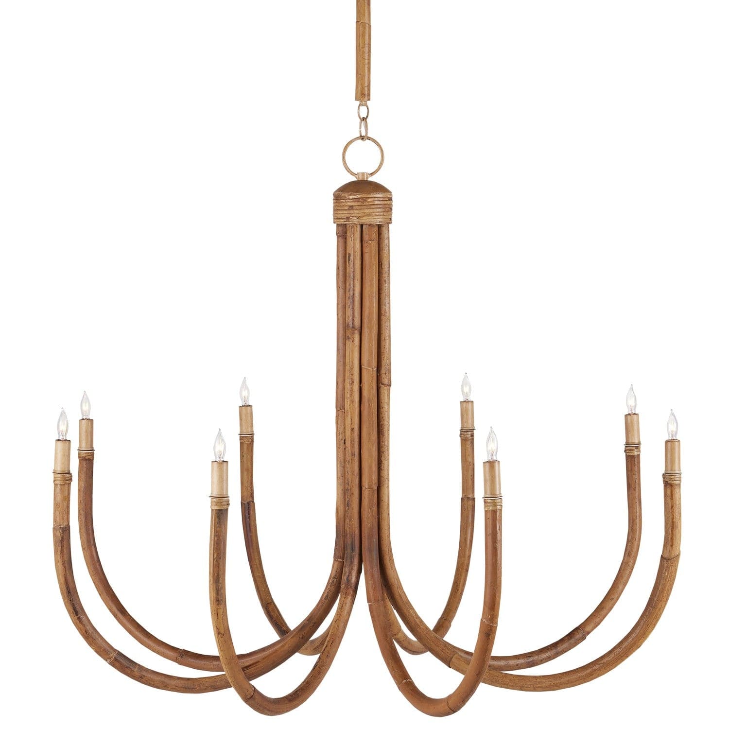 Currey and Company - 9000-1085 - Eight Light Chandelier - Natural/Saddle Tan