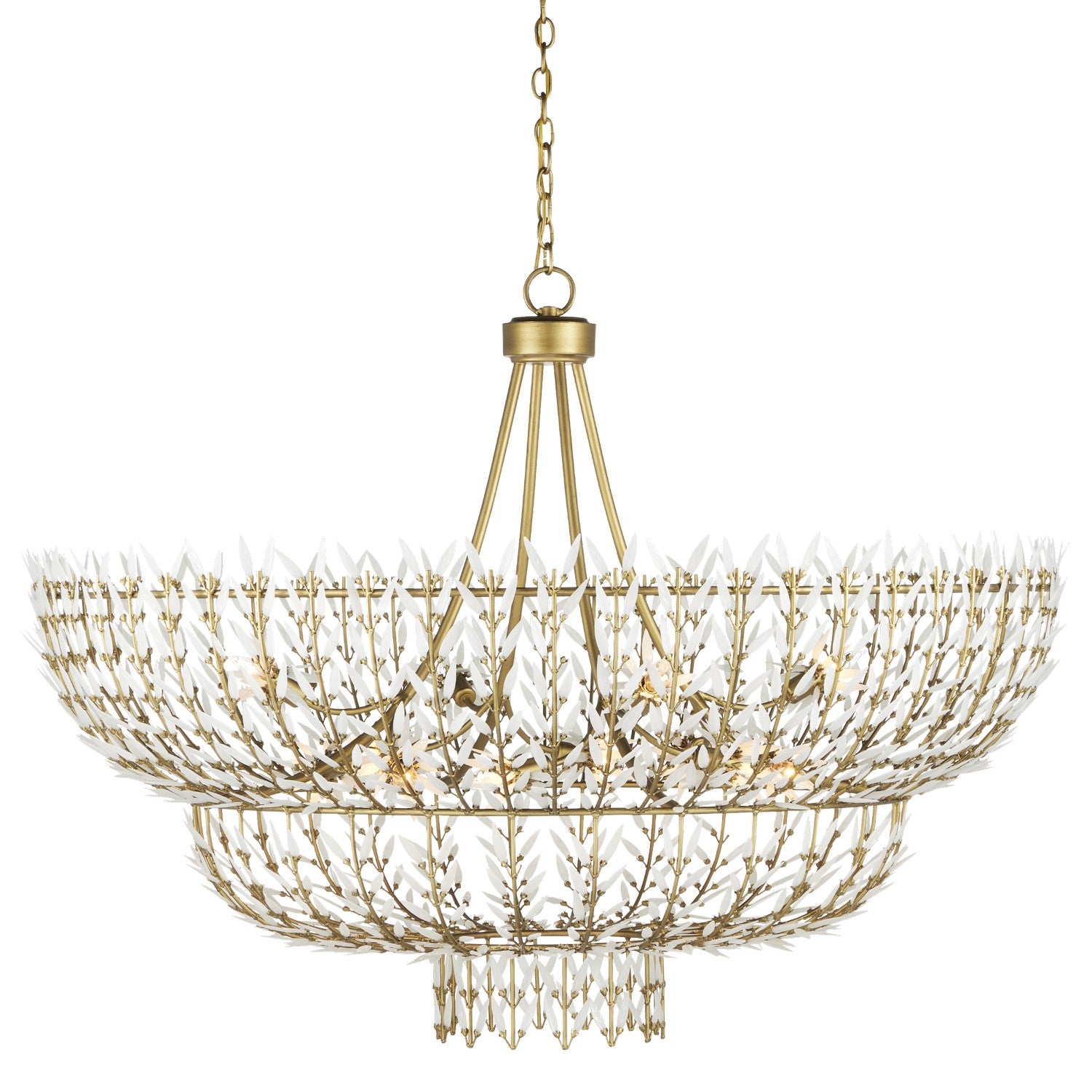 Currey and Company - 9000-1119 - 12 Light Chandelier - Brass/White