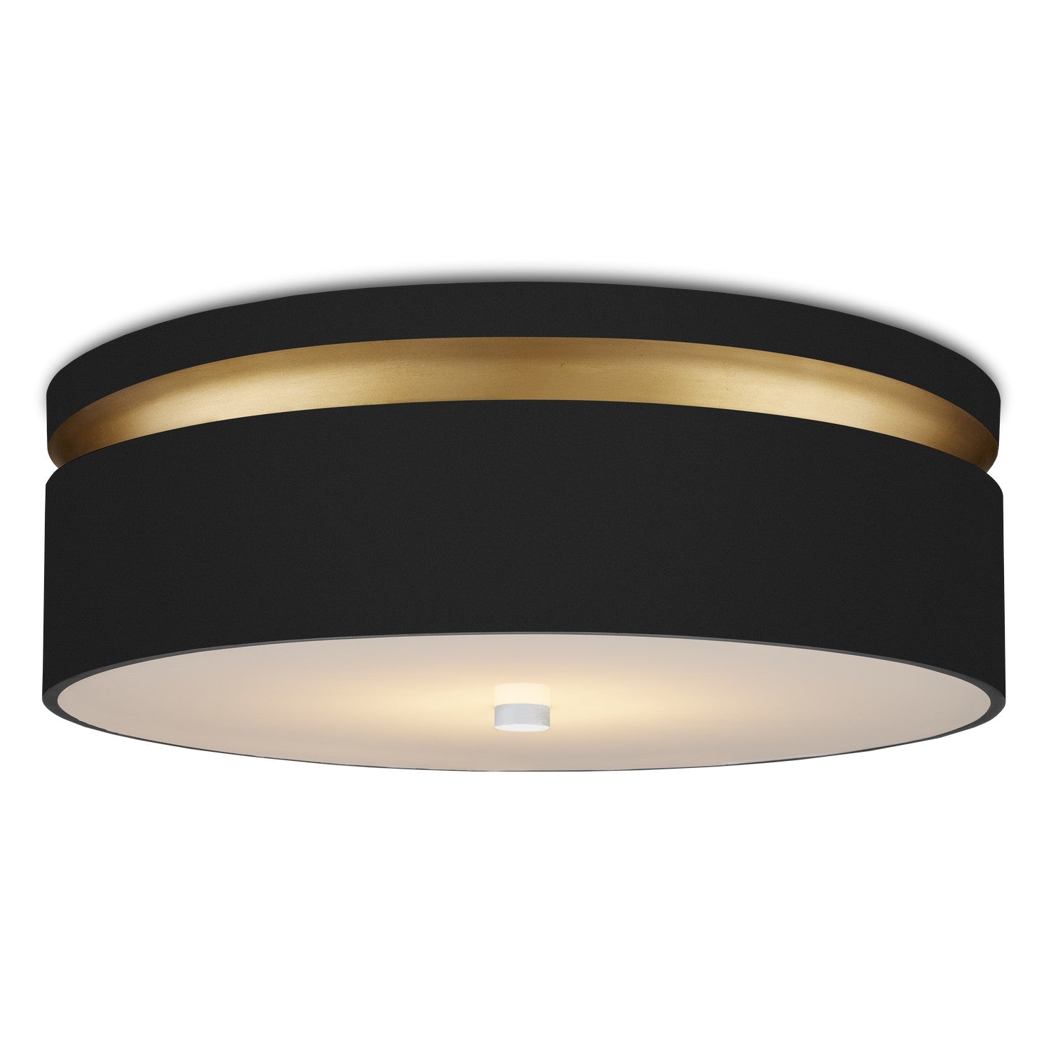 Currey and Company - 9999-0070 - One Light Flush Mount - Serenity - Satin Black/Contemporary Gold/White