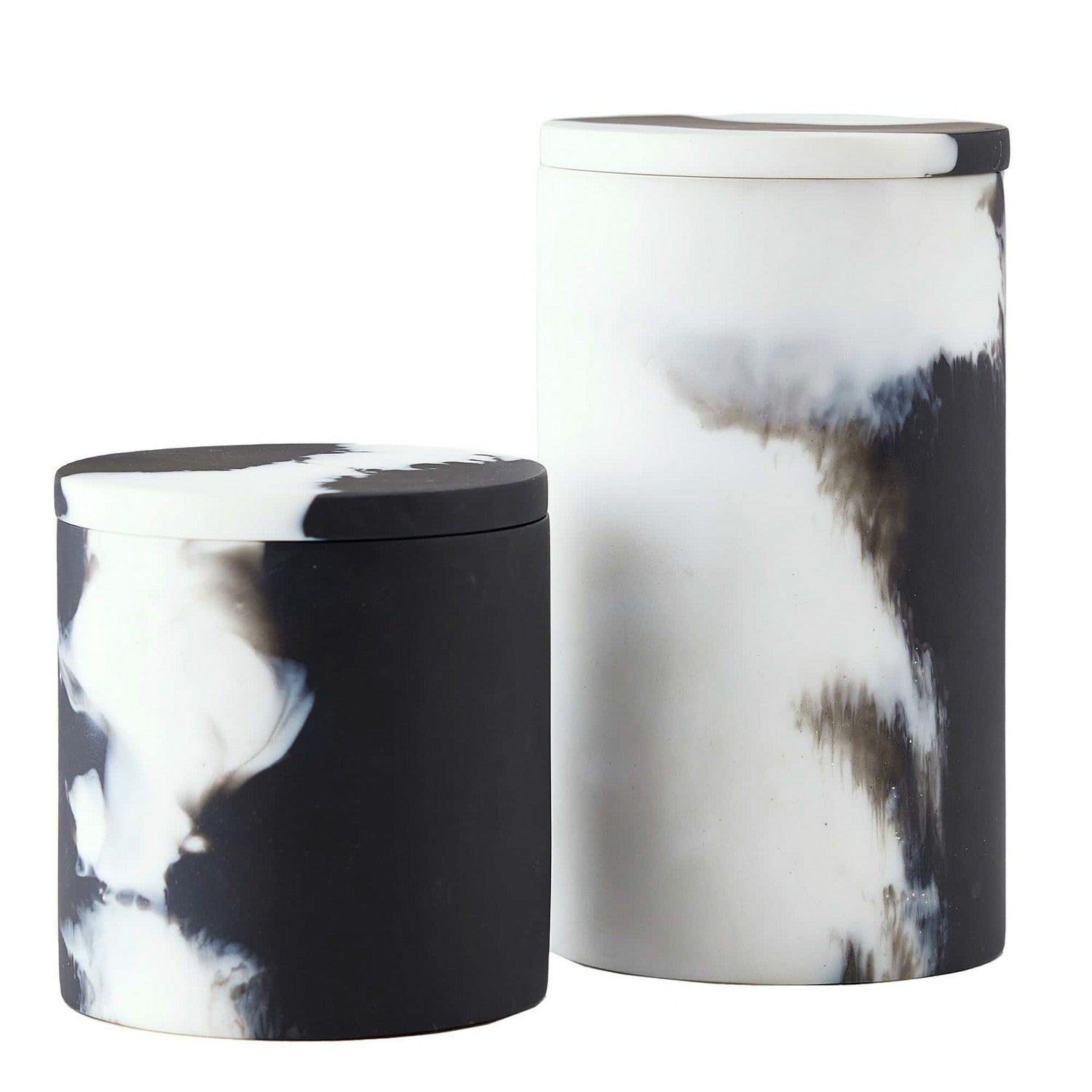 Containers, Set of 2 from the Hollie collection in Black & White finish