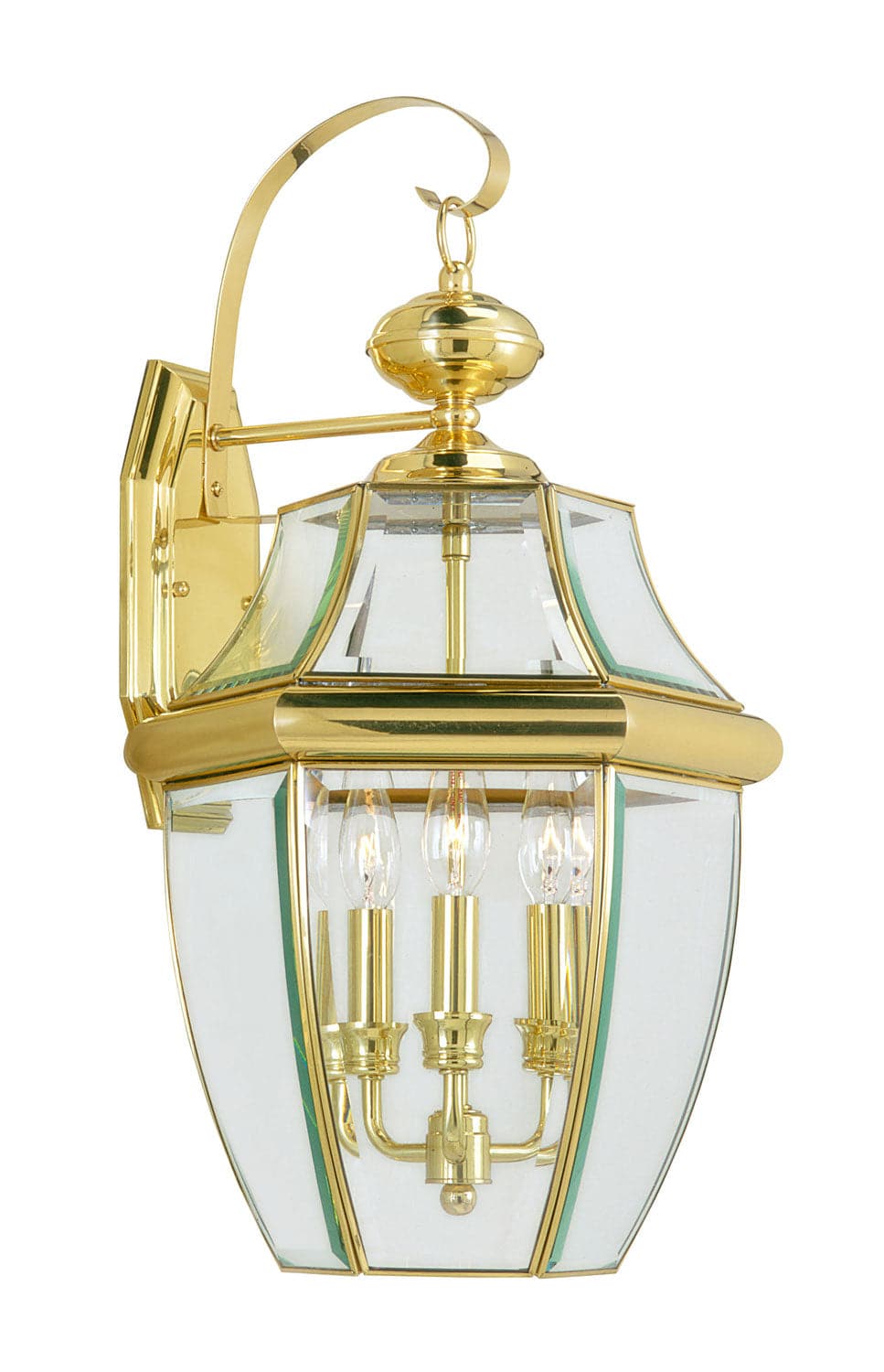 Livex Lighting - 2351-02 - Three Light Outdoor Wall Lantern - Monterey - Polished Brass