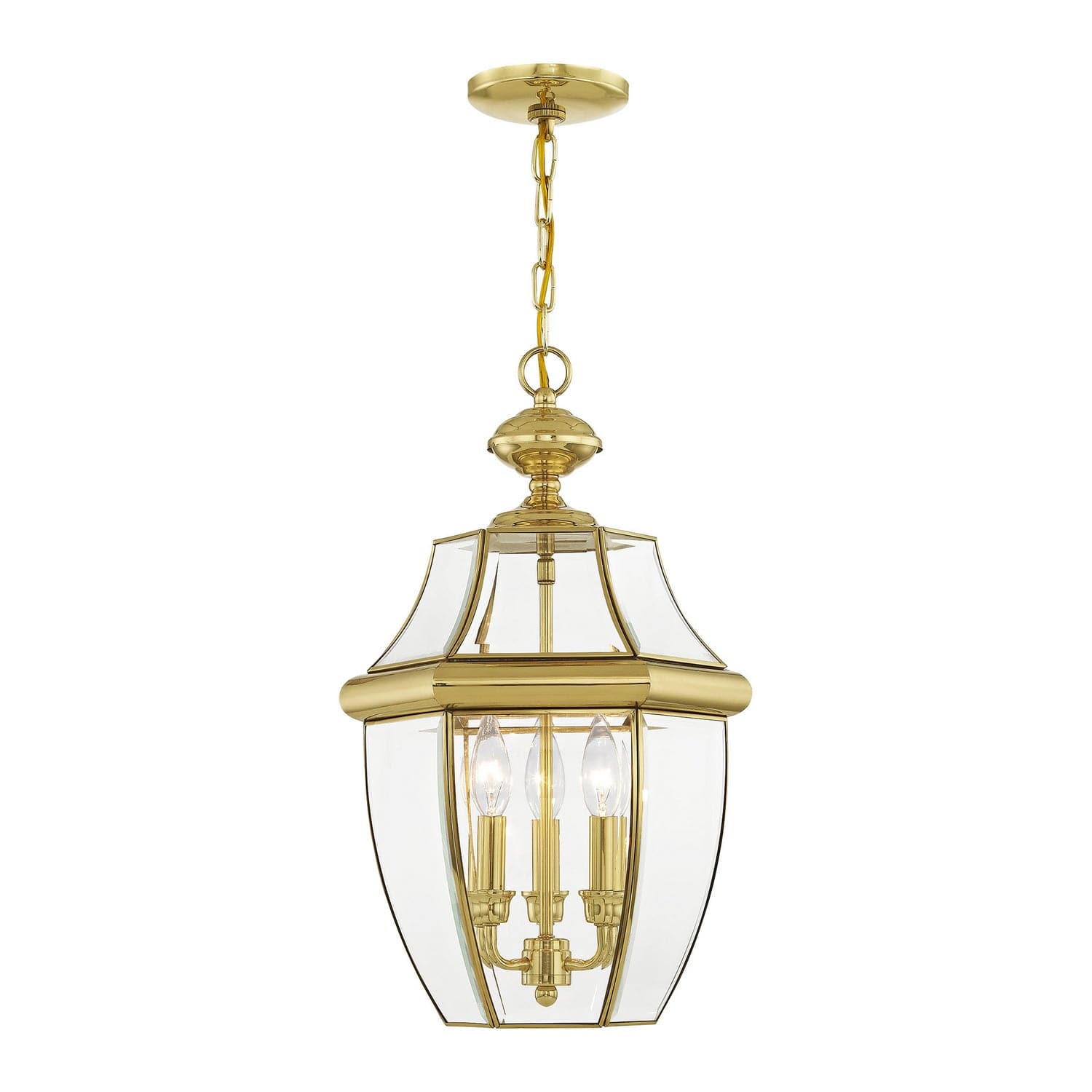 Livex Lighting - 2355-02 - Three Light Outdoor Pendant - Monterey - Polished Brass