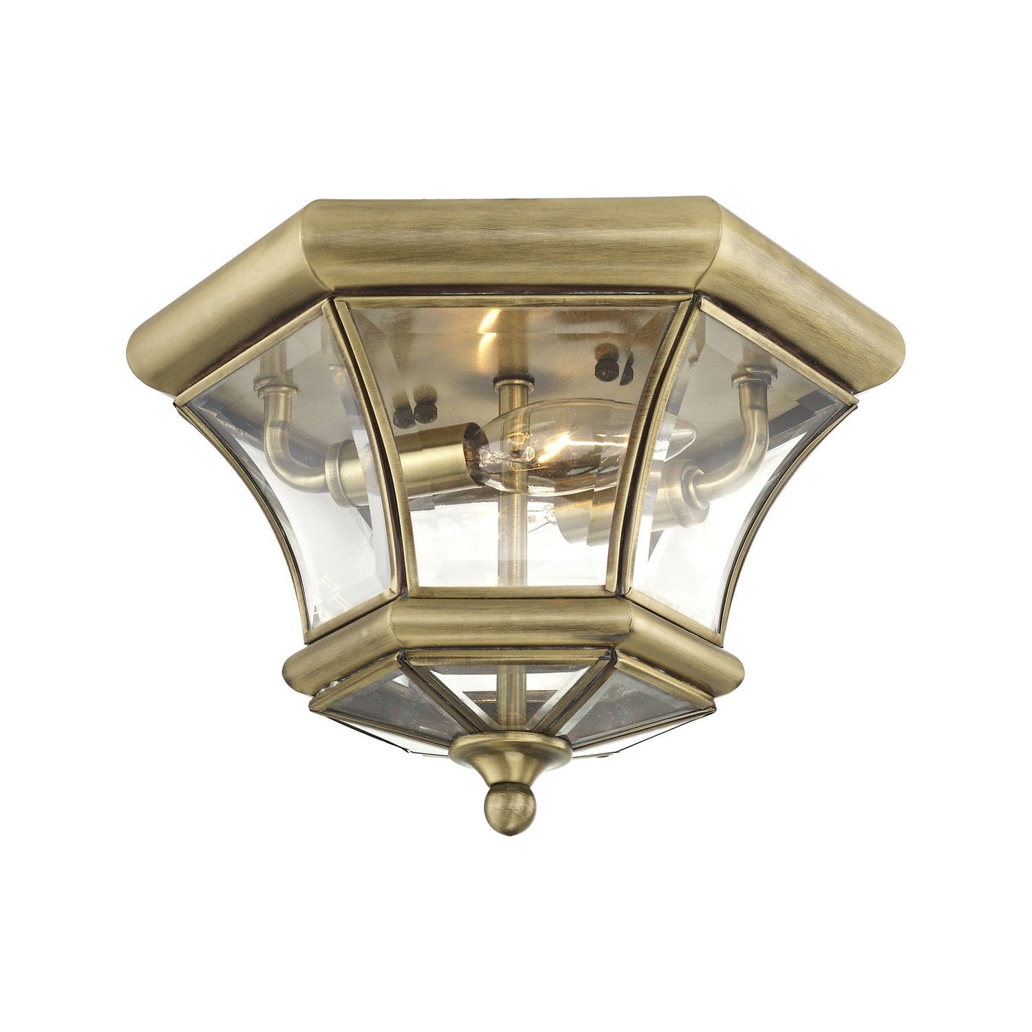 Livex Lighting - 7052-01 - Two Light Outdoor Ceiling Mount - Monterey - Antique Brass